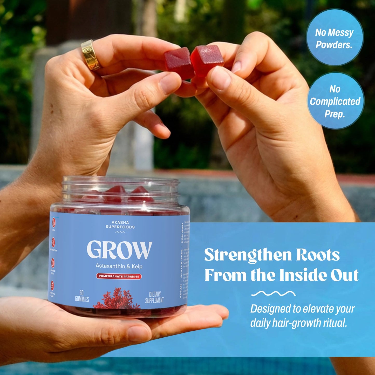 Akasha Superfoods Grow Hair & Beauty Gummies, 60 Count