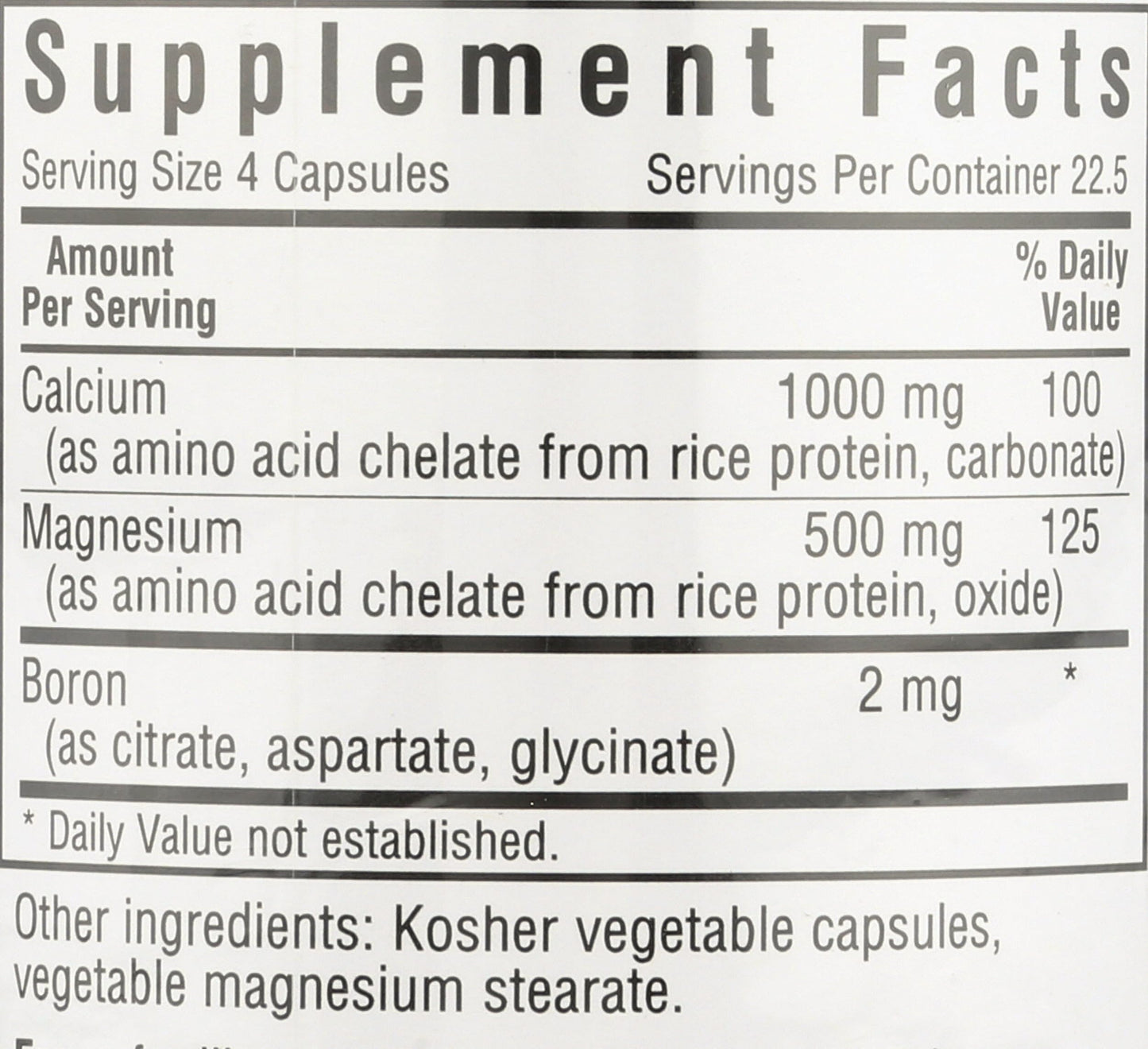 BlueBonnet Calcium Magnesium Plus Boron Vegetarian Capsules, Capsule, 90 Count