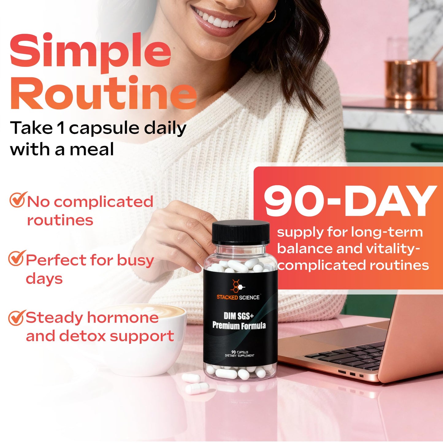 Stacked Science DIM SGS+ Supplement Capsule, 90 Count