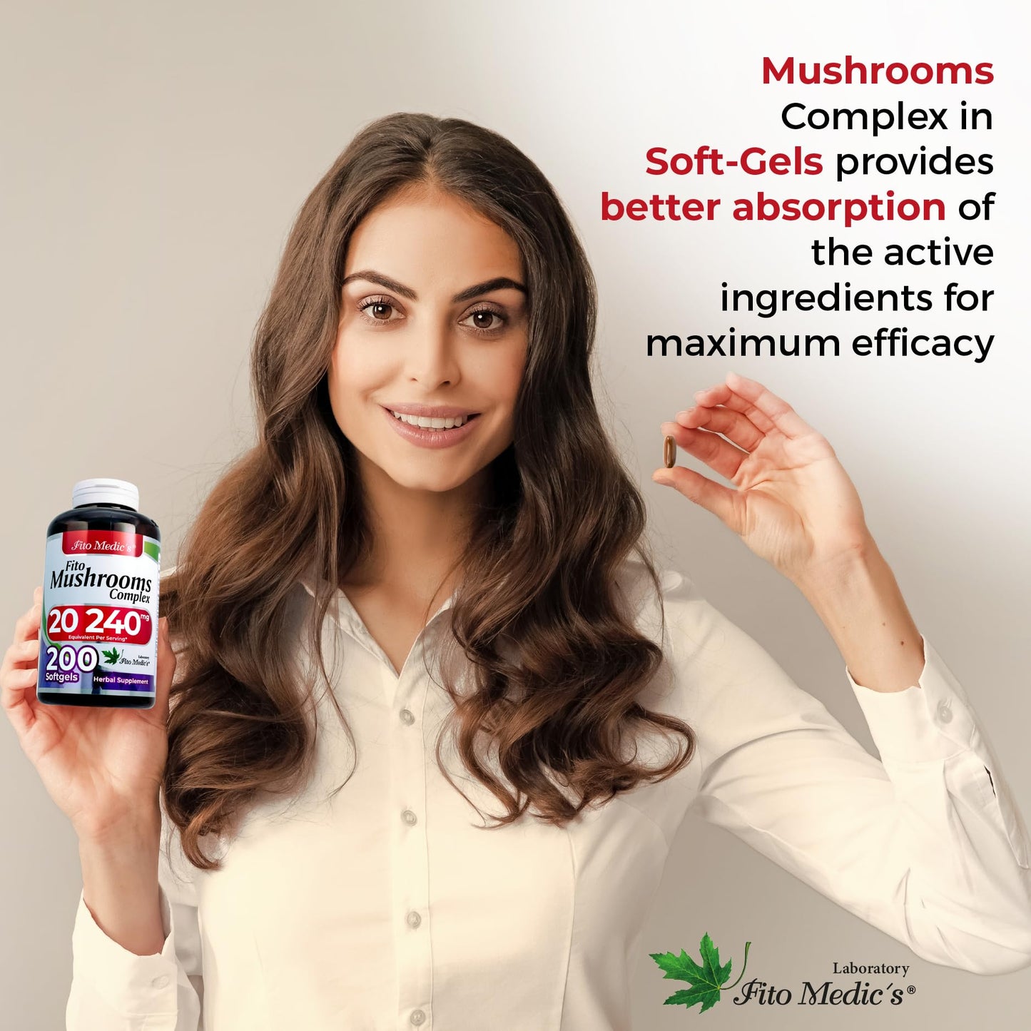 FITO MEDIC'S Lab Mushroom Complex Supplement 18 Species Blend Softgels 200