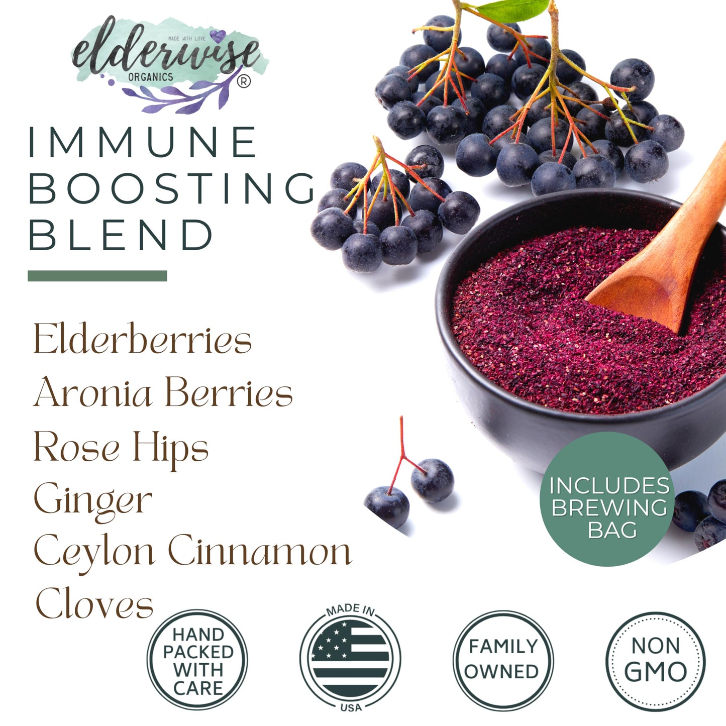Elderwise Organics Made With Love Elderberry Aronia Berry Syrup Kit Powder, 3 Count
