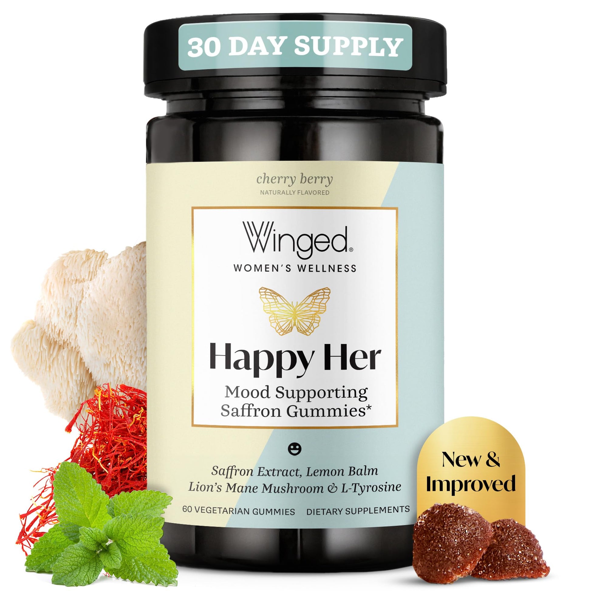 Winged Wellness Happy Her Mood Gummies 60 Count
