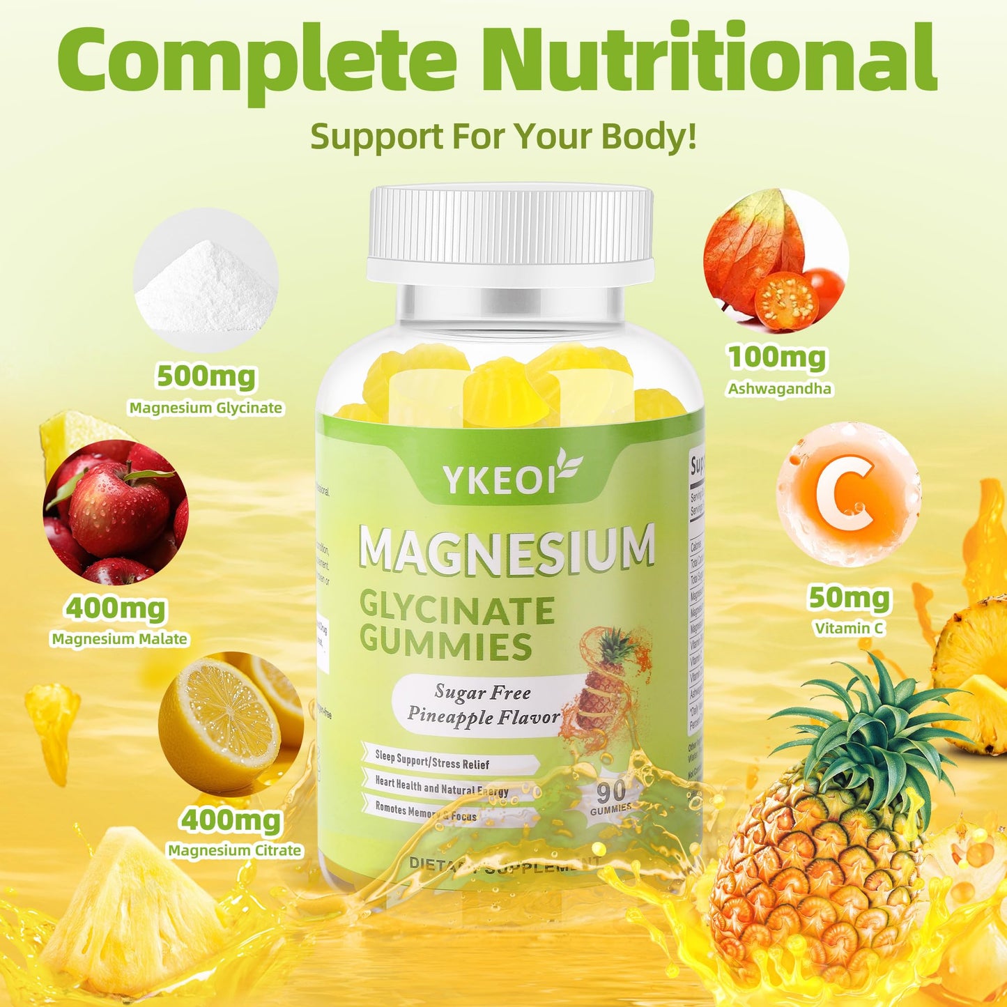 YKEOI Magnesium Glycinate Gummies 500 mg, 90 Count