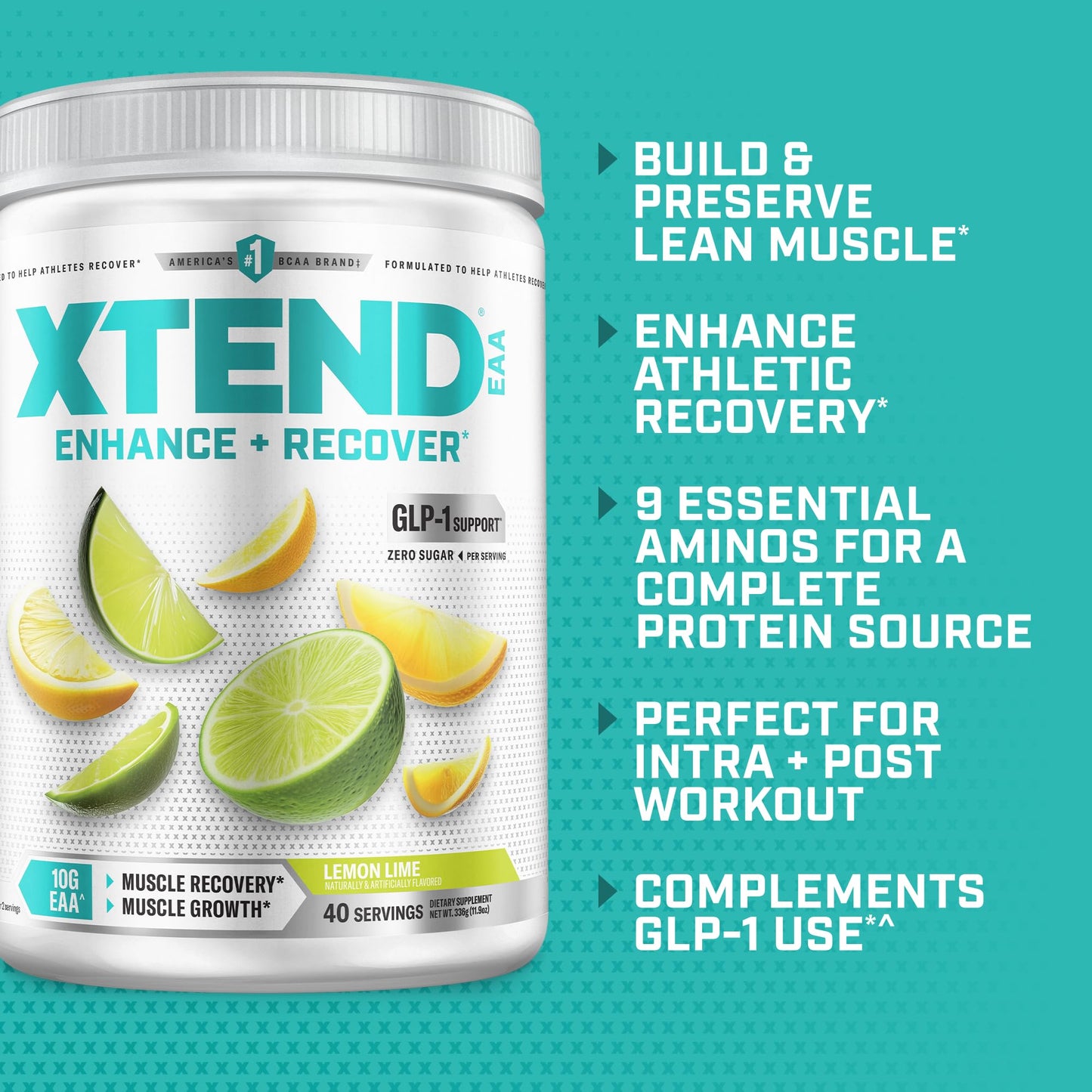Xtend EAA + BCAA Powder for Muscle Recovery & Lean Muscle Growth, 9 Essential Amino Acids Intra Workout or Post Workout Recovery, 10g EAAs Per 2 Servings, 11.9 Ounce