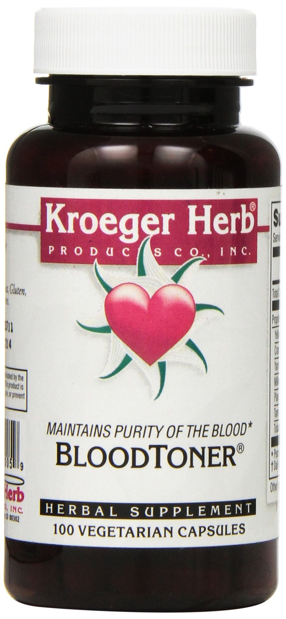 Kroeger Herb Products Blood Toner Vegetarian Capsules, 100 Count