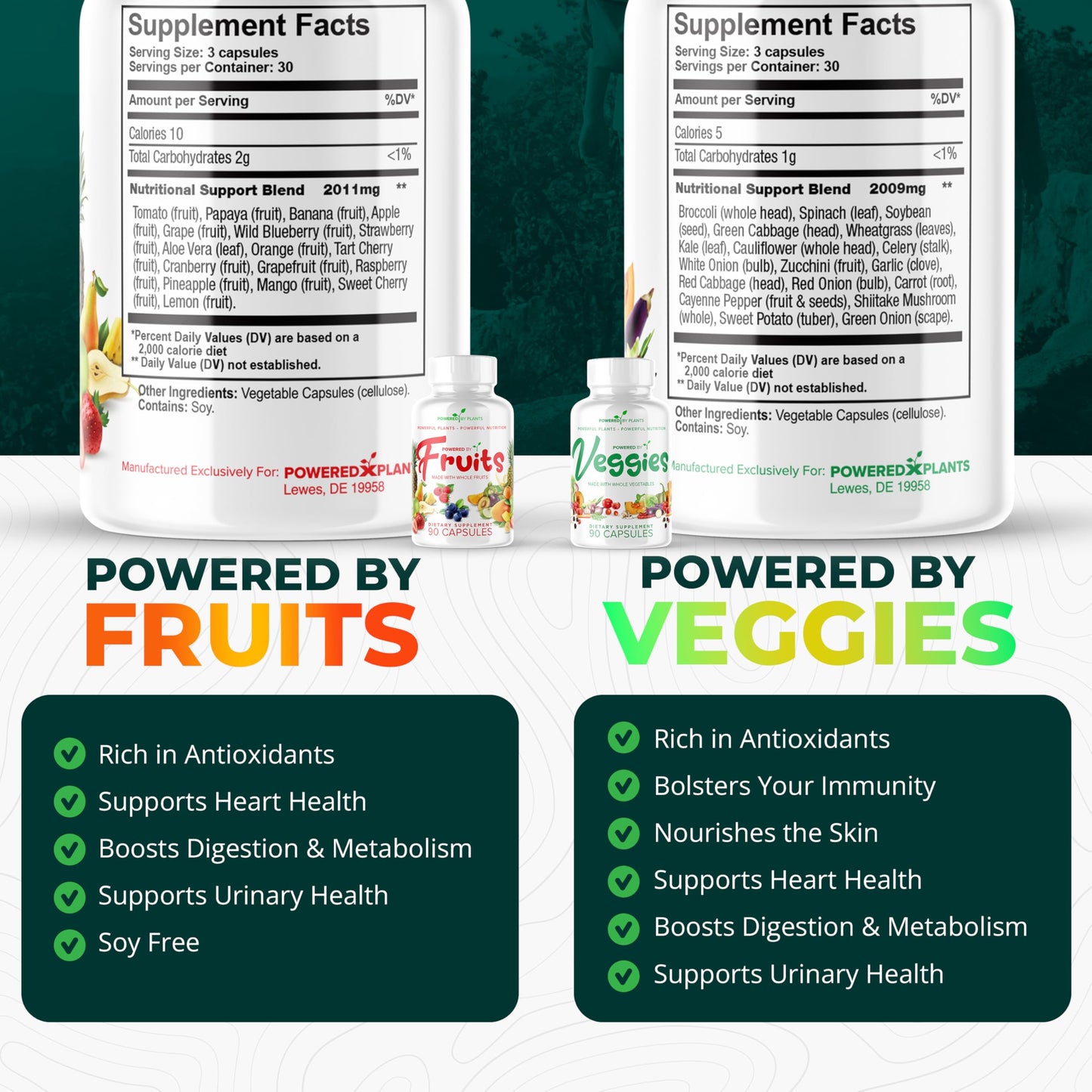 POWERED X PLANTS Fruits & Veggies 540 Capsules