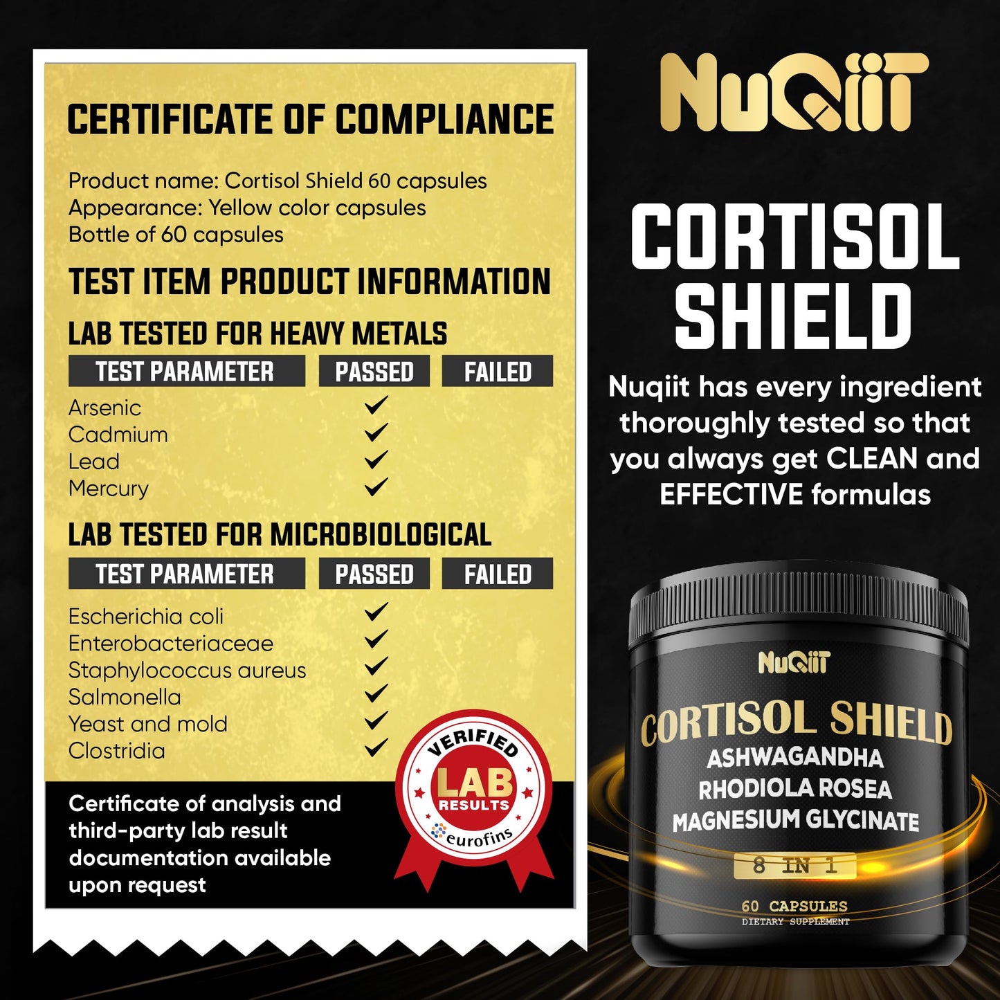 NUQIIT 8in1 Cortisol Shield Capsules 60 Count