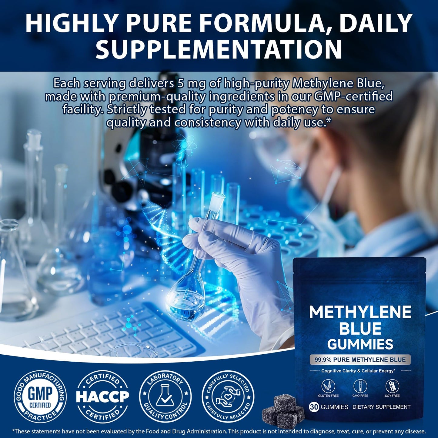 Alstaky Methylene Blue 5mg Per Serving, 30 Gummies