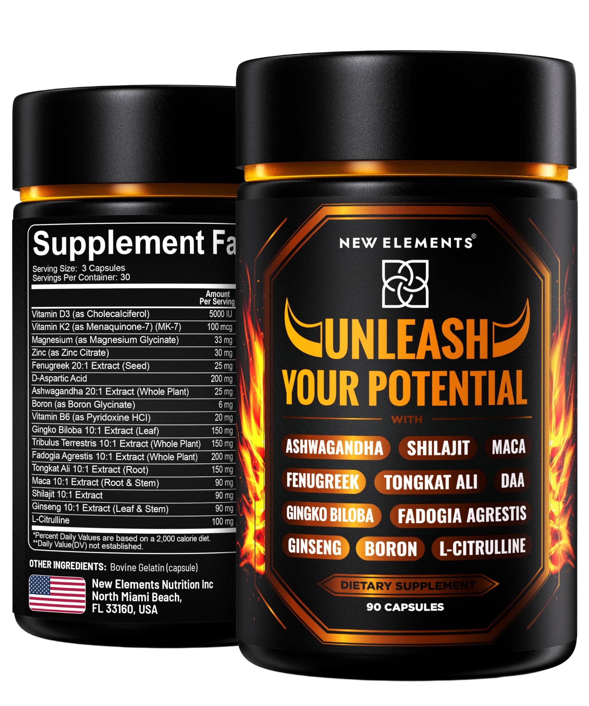New Elements Natural Testosterone Booster Capsule 90 Count