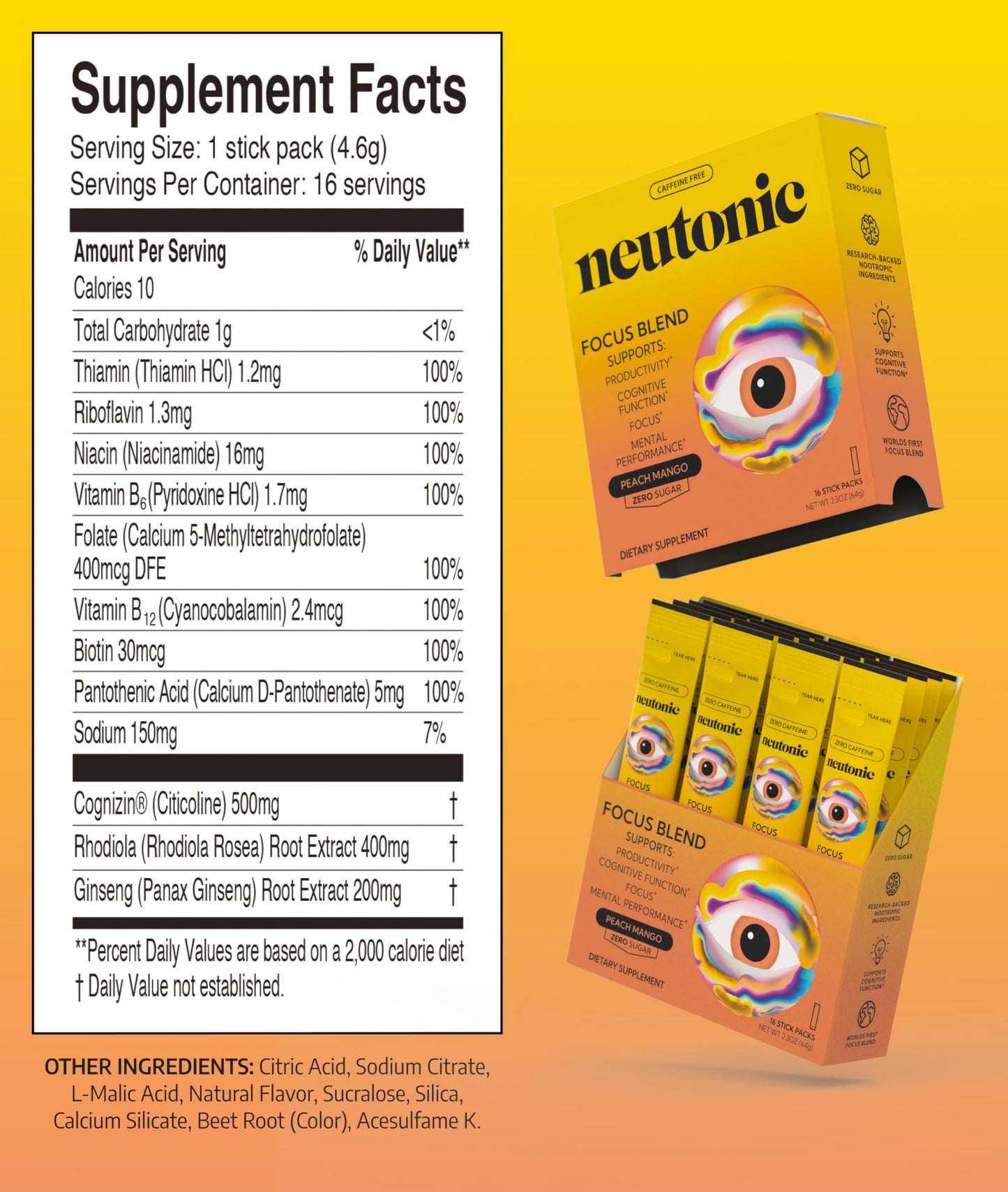 Neutonic Nootropic Focus Blend Powder, 2.3, Box of 16
