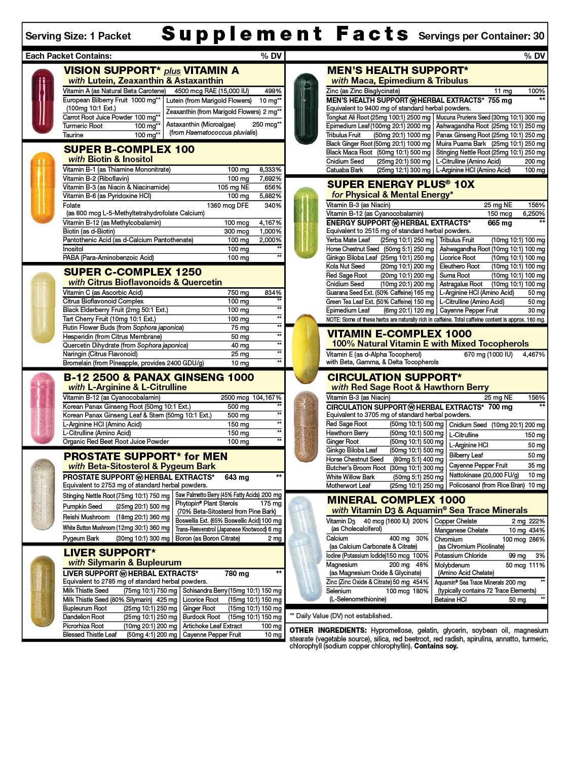 Fresh Start Power Start All-in-One Men's Daily Vitamin Pack Capsule, 30 Count