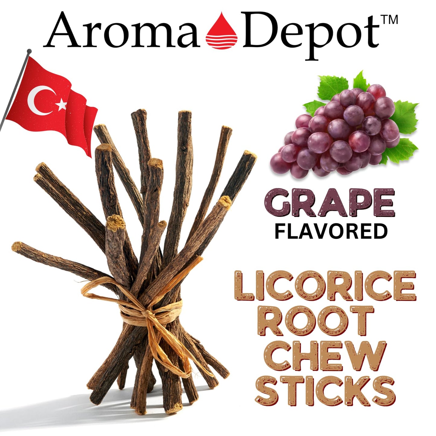 Aroma Depot Grape Licorice Root Chew Sticks, 4 Sticks