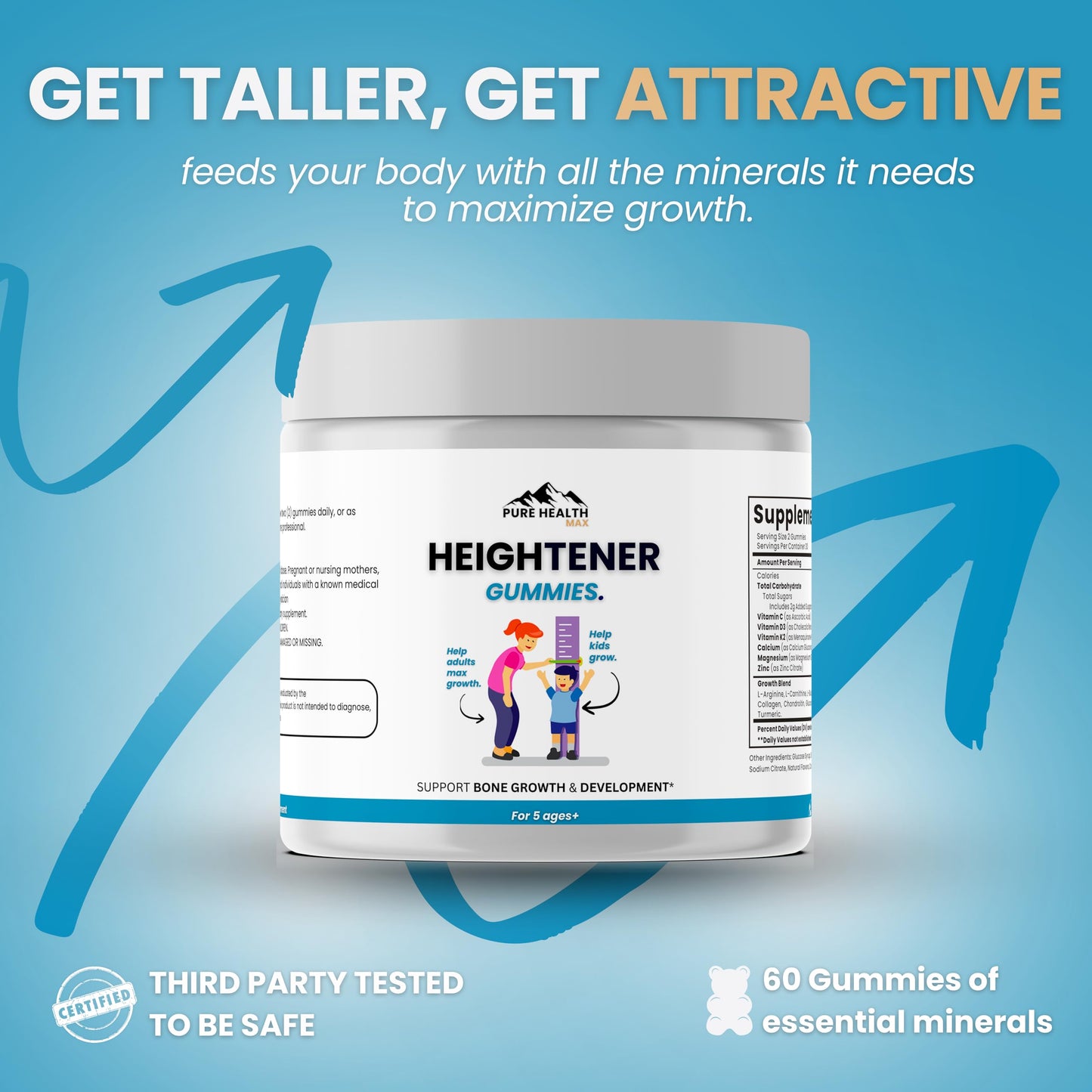 PURE HEALTH MAX Heightener Gummies 60 Gummies