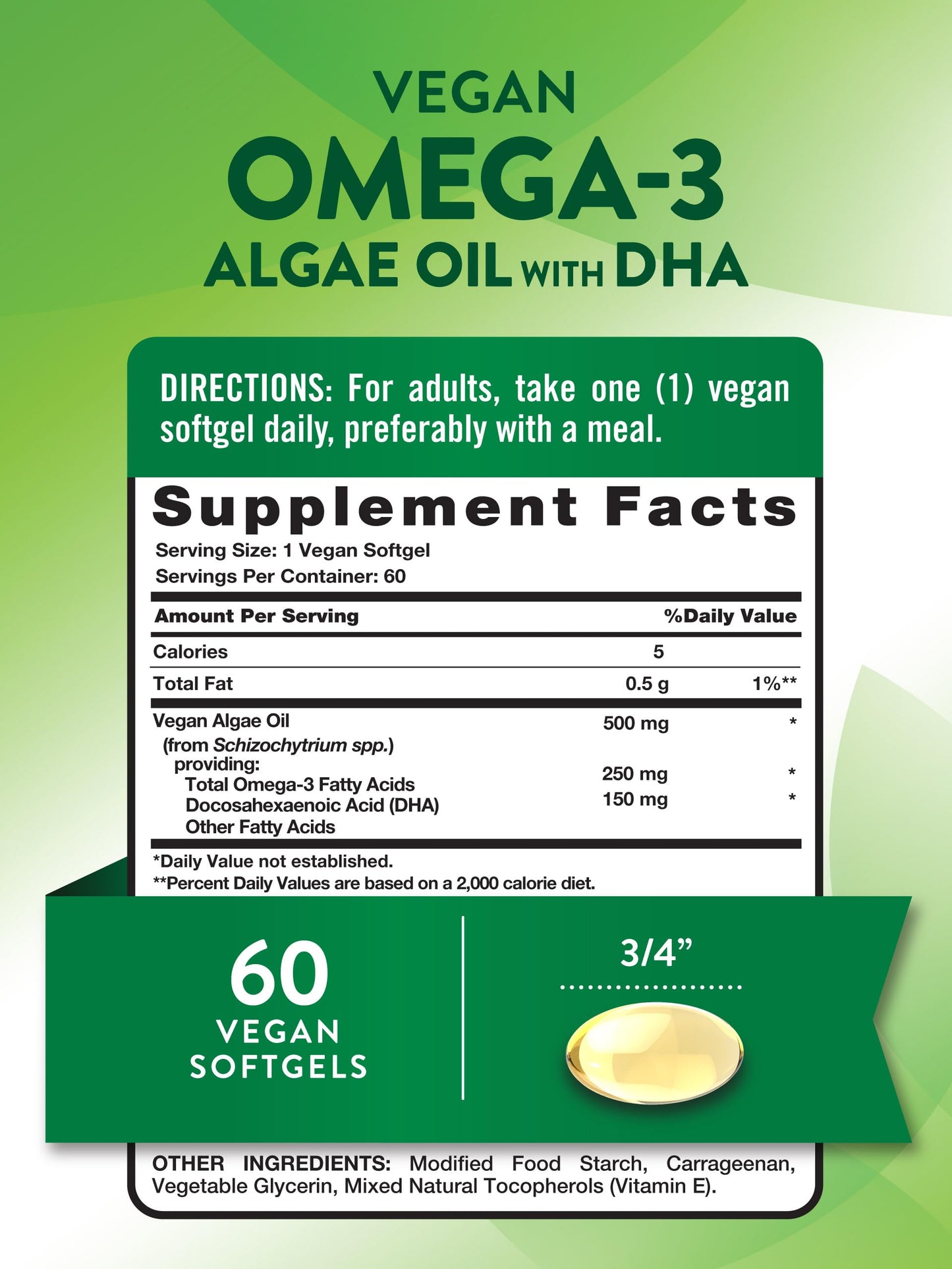 Nature's Truth Vegan Omega-3 Softgels, 60 Count