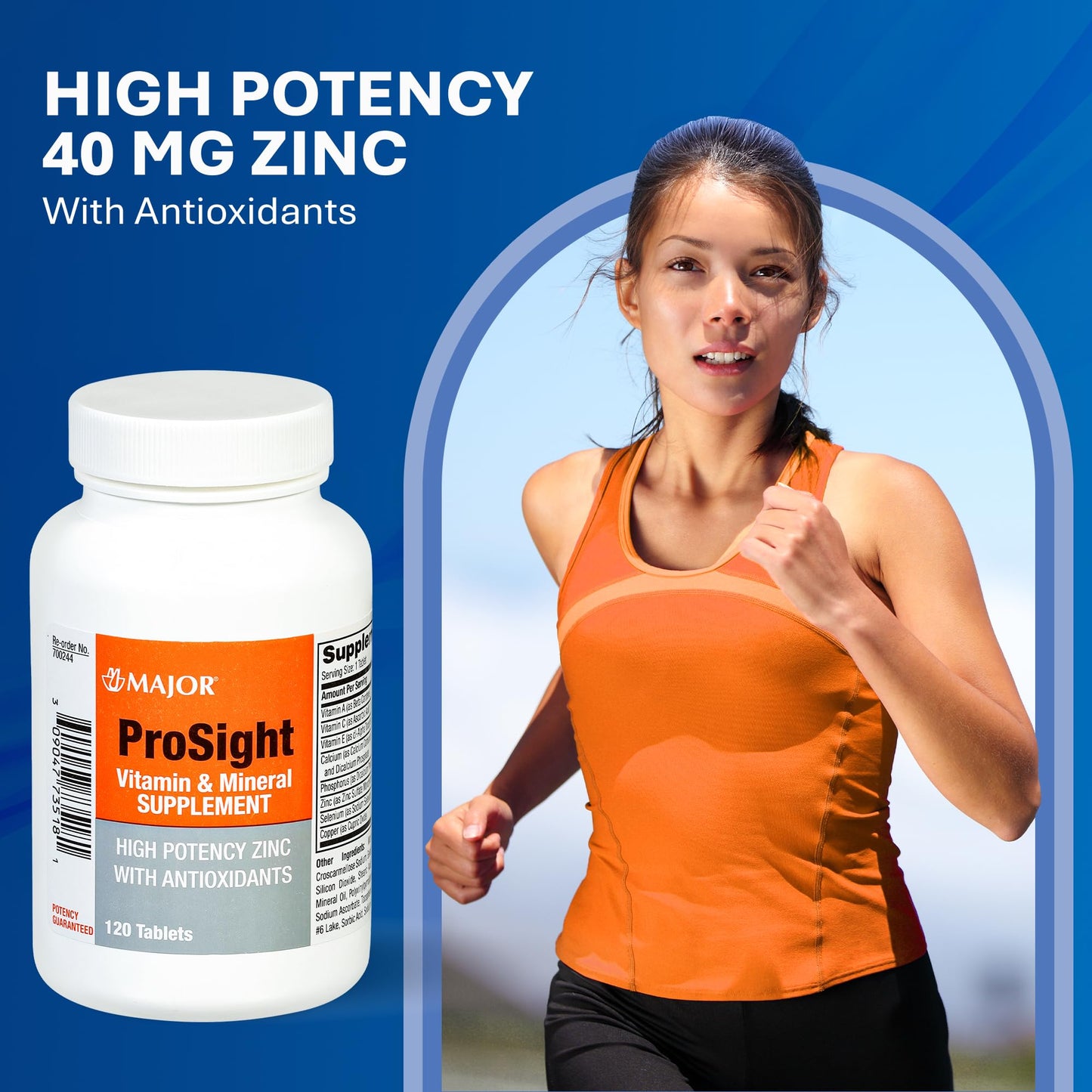 MAJOR ProSight Vitamin and Mineral Supplement Daily Multivitamin for Women and Men with High Potency Zinc and Antioxidants, 120 Tablets