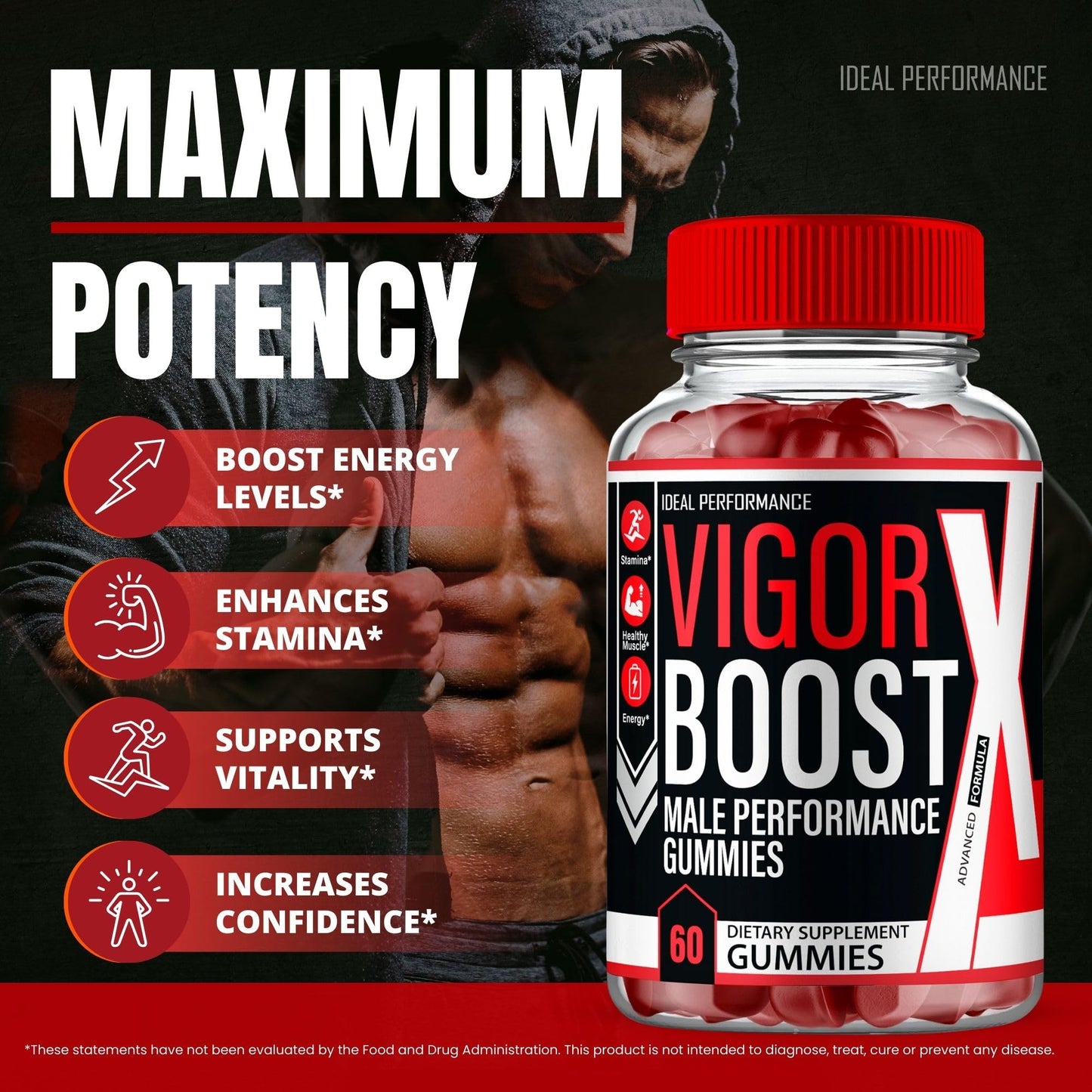 IDEAL PERFORMANCE Vigor Boost Gummies, 120 Gummies