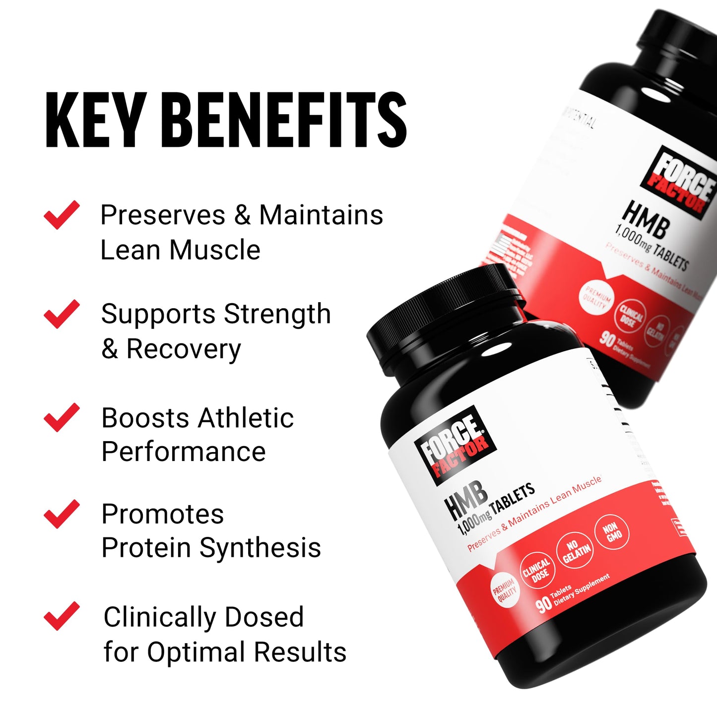 Force Factor HMB Supplement to Preserve Lean Muscle Tablets, 90 Count