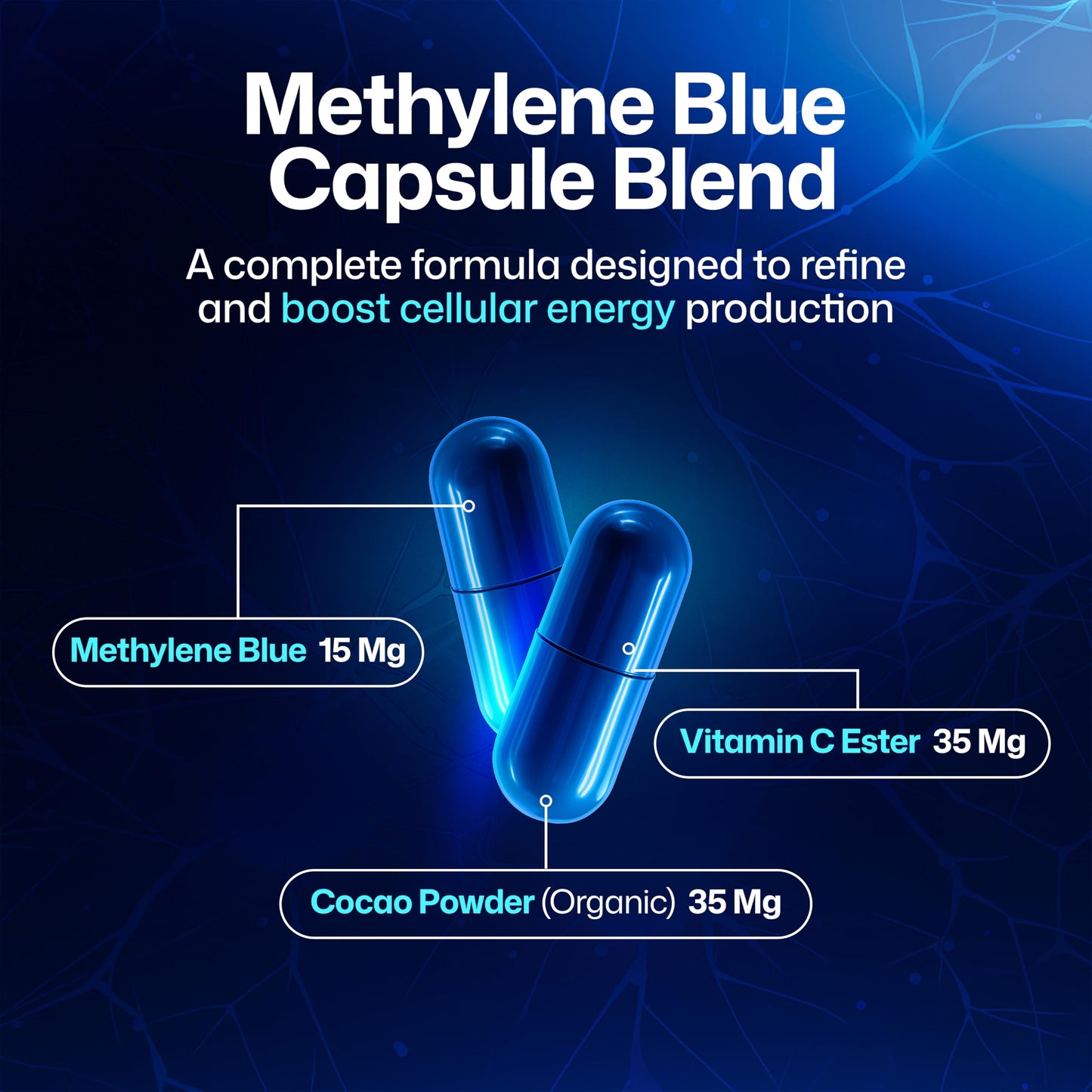 Vitatims Methylene Blue 15mg Capsules, 60 Count
