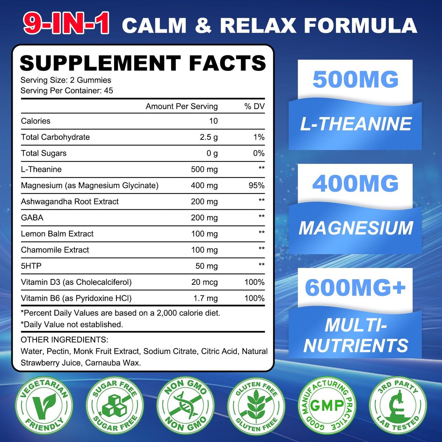 GlaGmrry L Theanine Gummies 180 Count