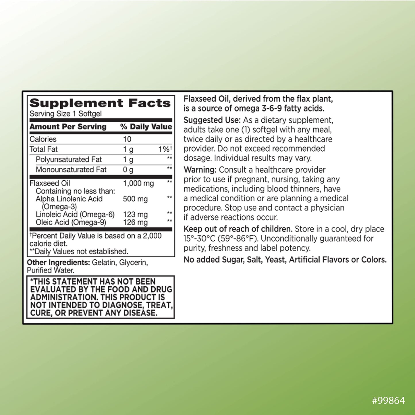 Quality Choice Flaxseed Oil 1000 mg Softgels, 60 Count