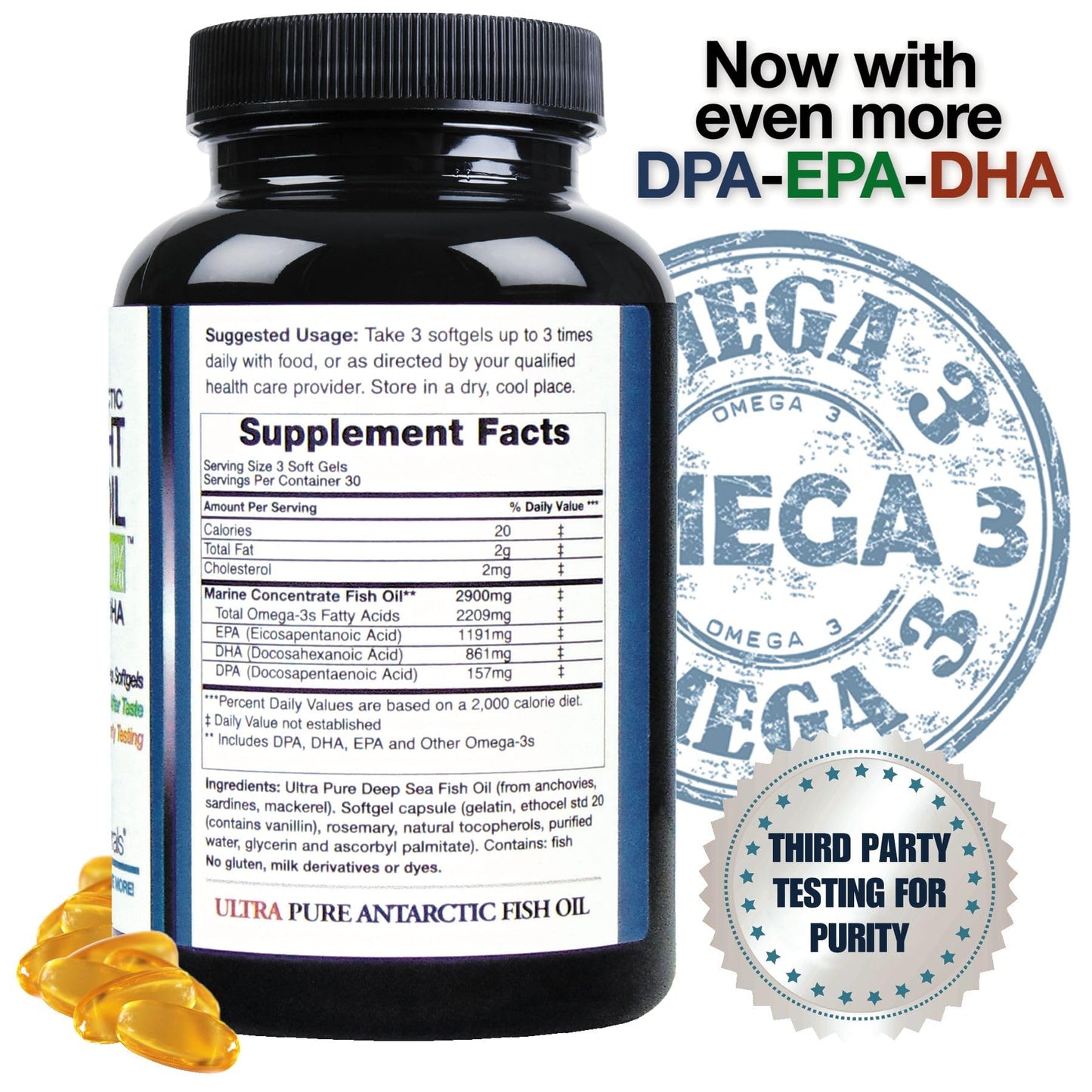 Catalina Naturals Wild Caught Omega-3 DPA Fish Oil SoftGels, 180 Count
