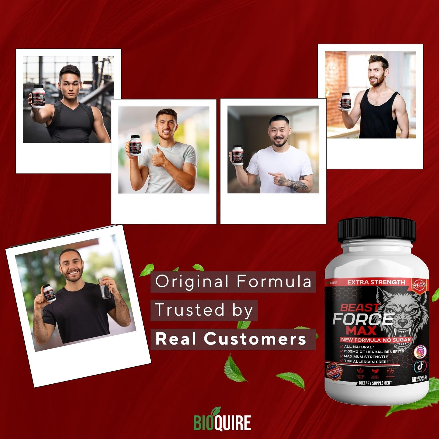 BIOQUIRE Beast Force Max Extra Strength Maca Root Complex, 60 Capsules