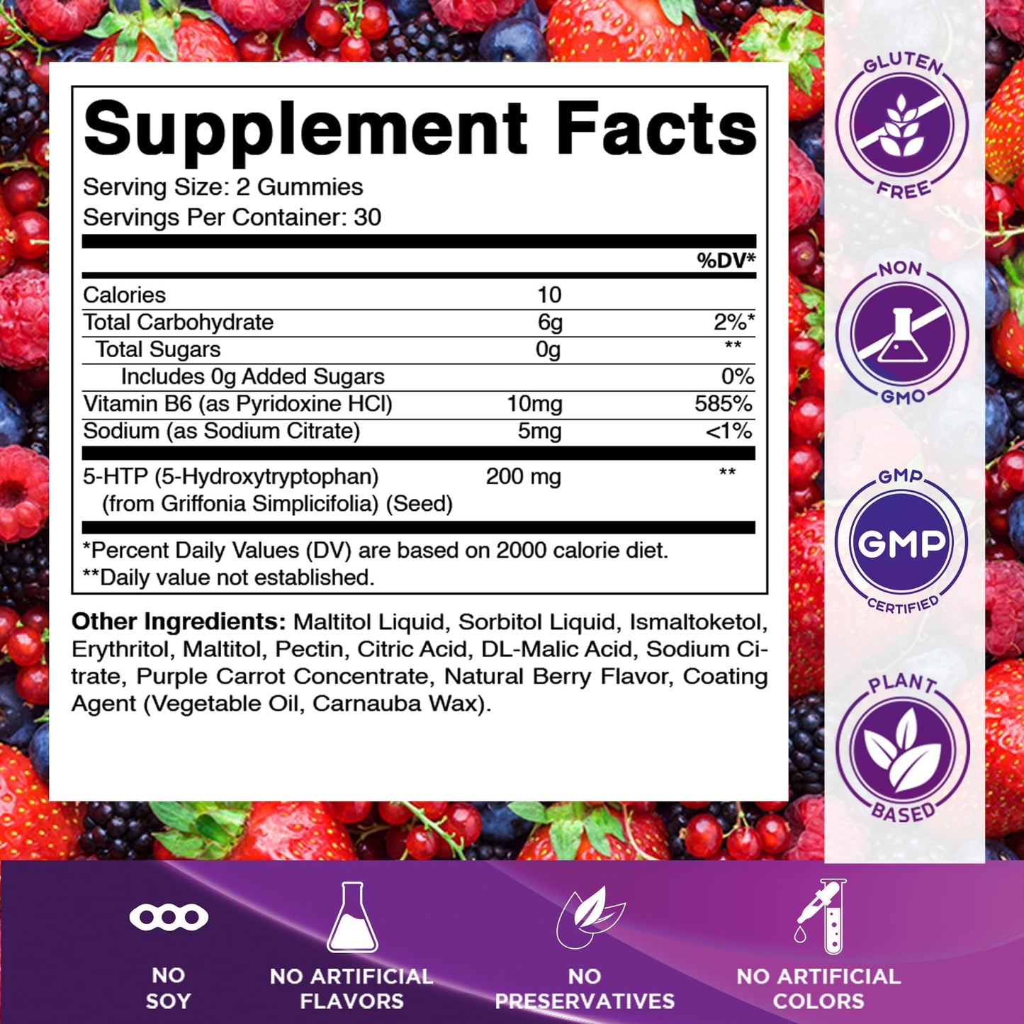Vitamatic Sugar Free 5-HTP 200mg Gummies with B6, 60 Gummies