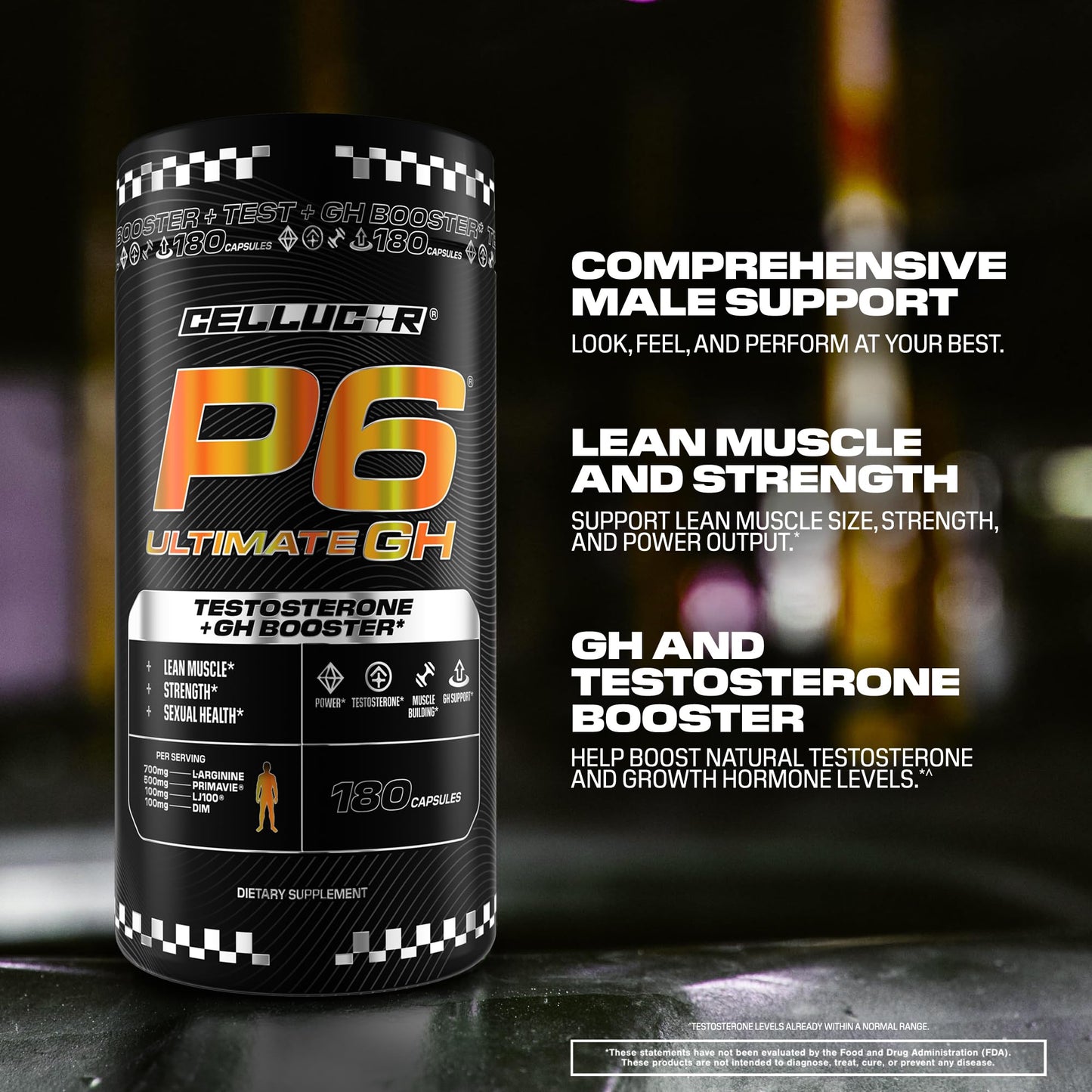 Cellucor P6 Ultimate GH Test Booster for Men Capsules, 180