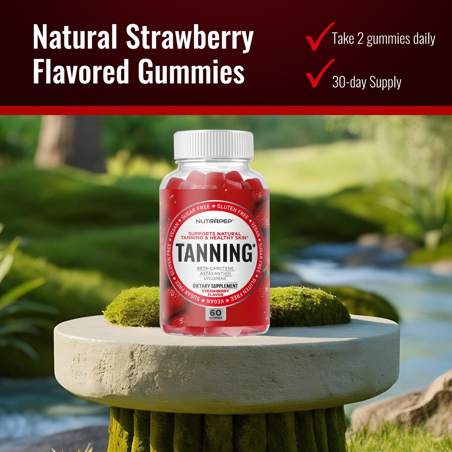 NutraPep Tanning Gummies for Women, 60 Count