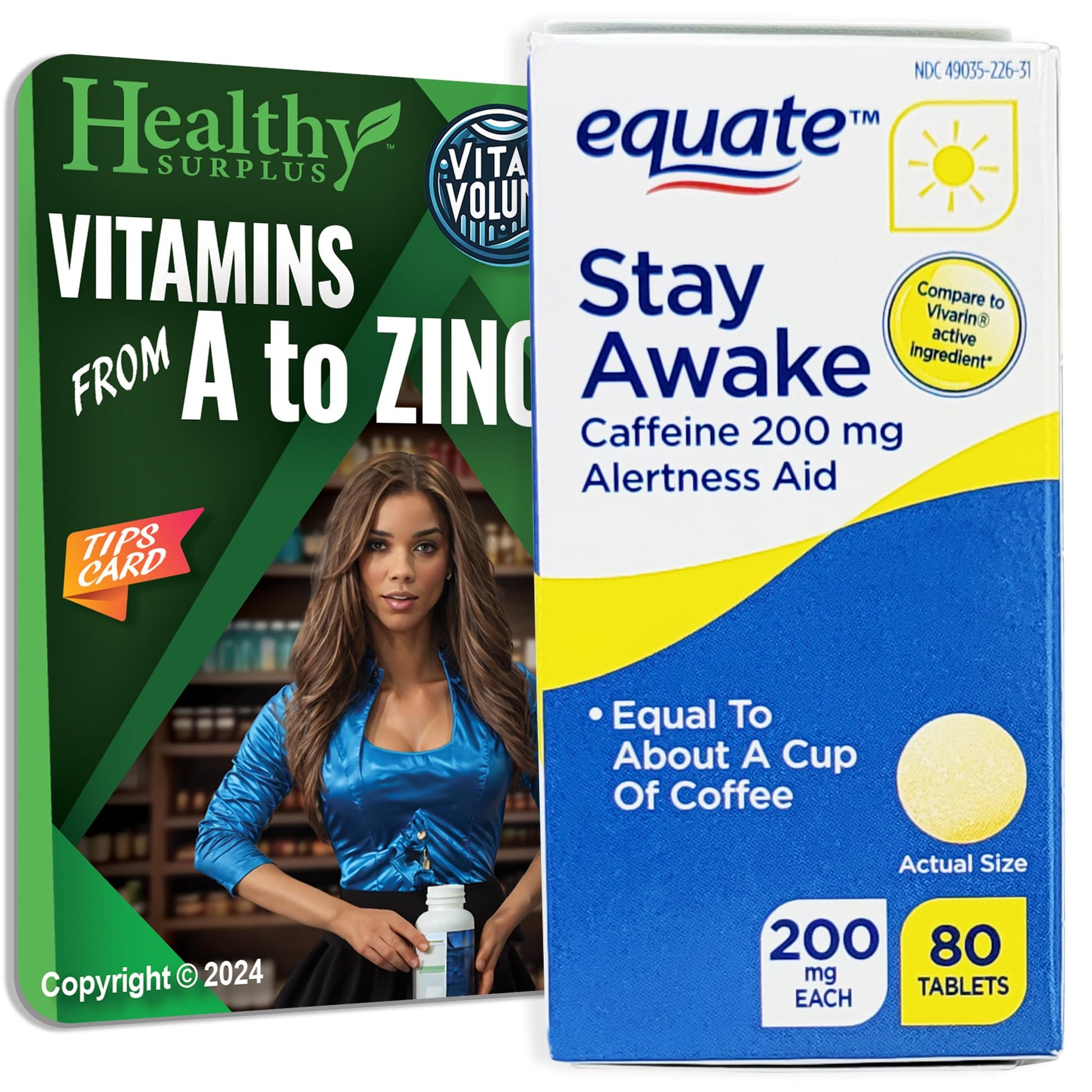 Healthy Surplus Equate Stay Awake - 200 mg Caffeine Tablets, 80 Tablets