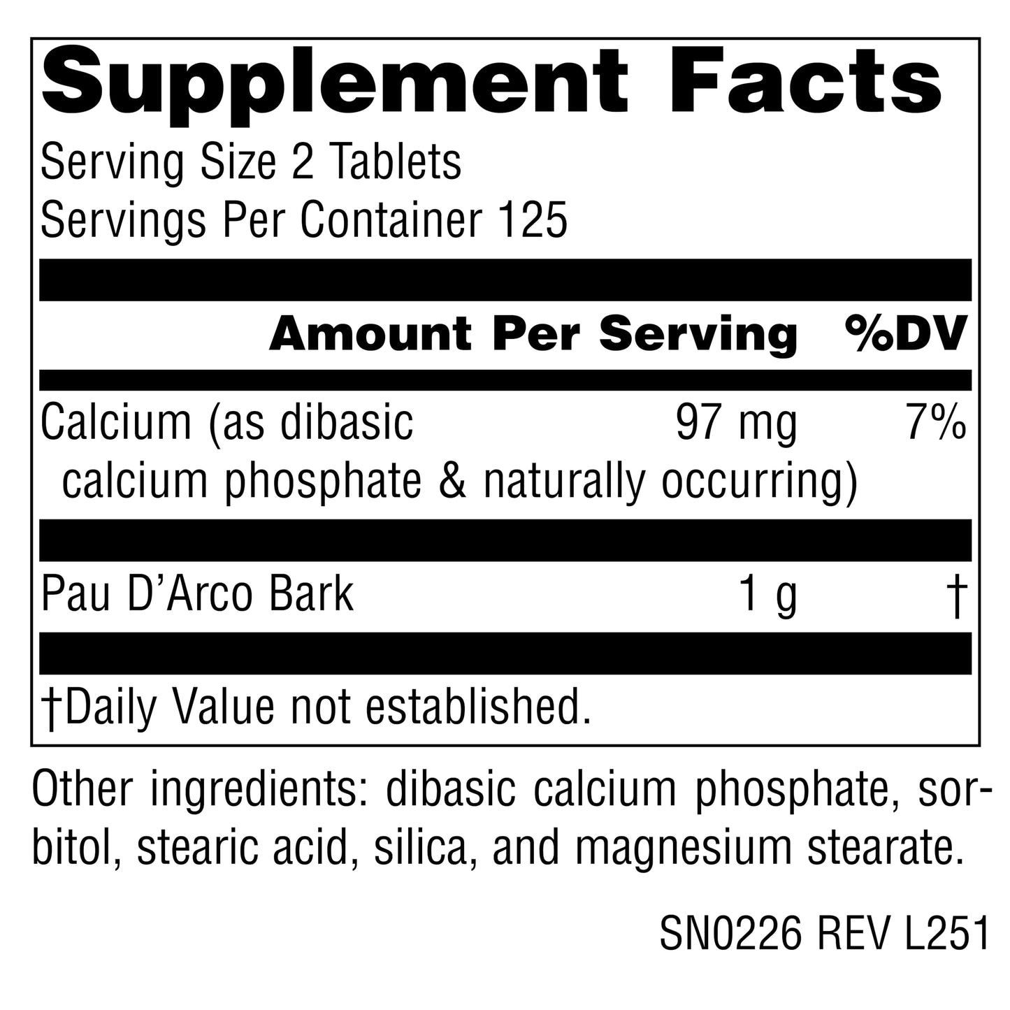 Source Naturals PAU D'Arco 500mg, 250 Tablets