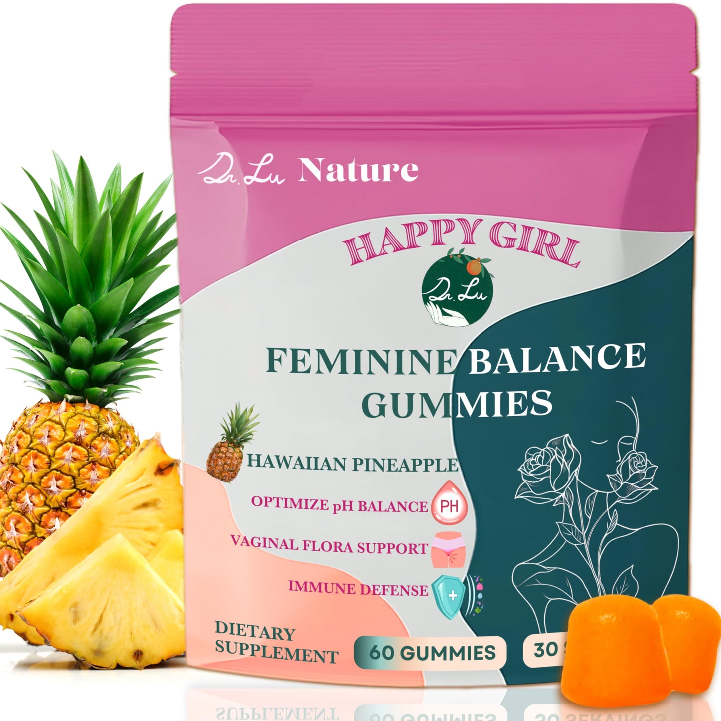 Dr. Lu Happy Girl Feminine Balance Gummies Gummy 60 Count