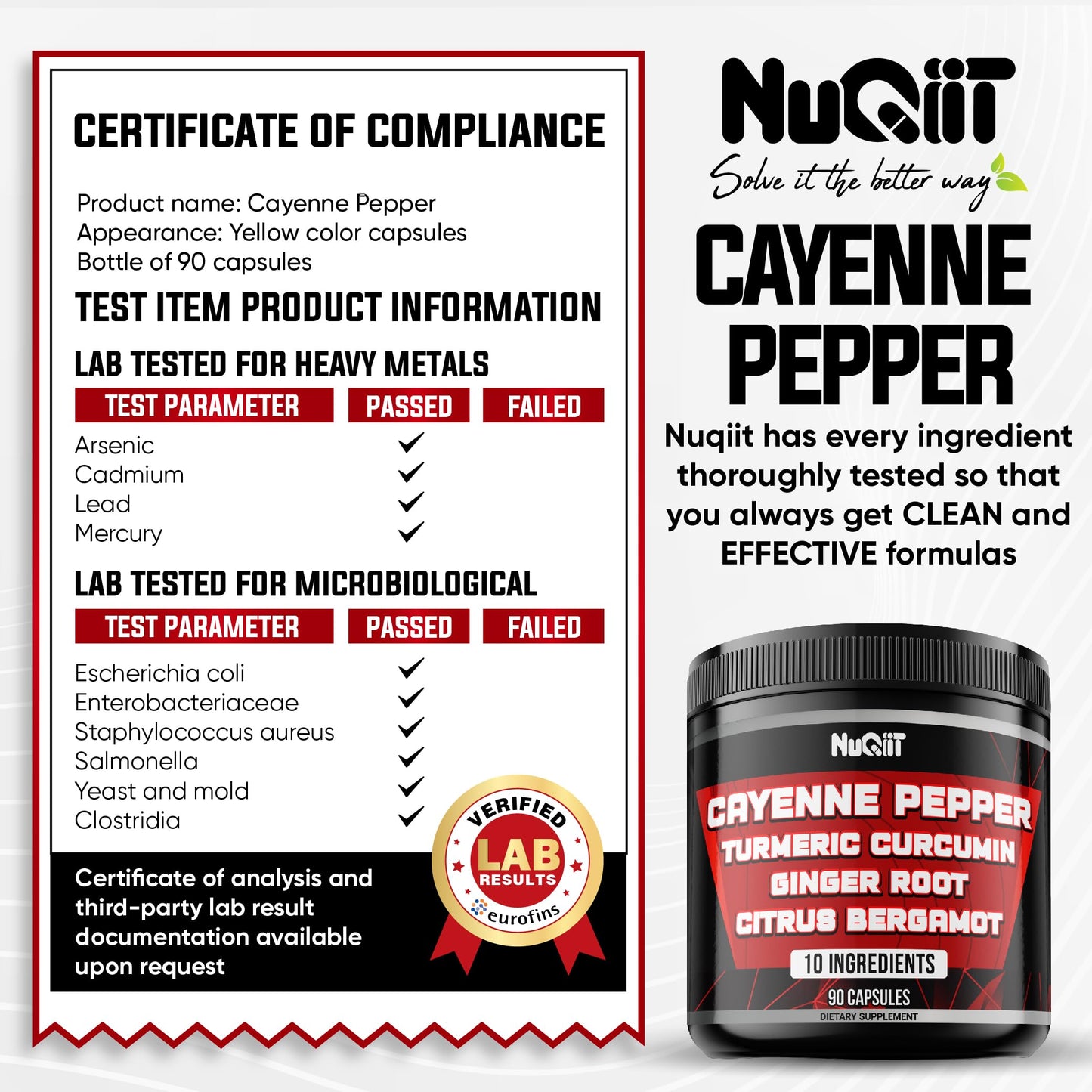 NUQIIT Cayenne Pepper Supplement Capsule, 90 Count