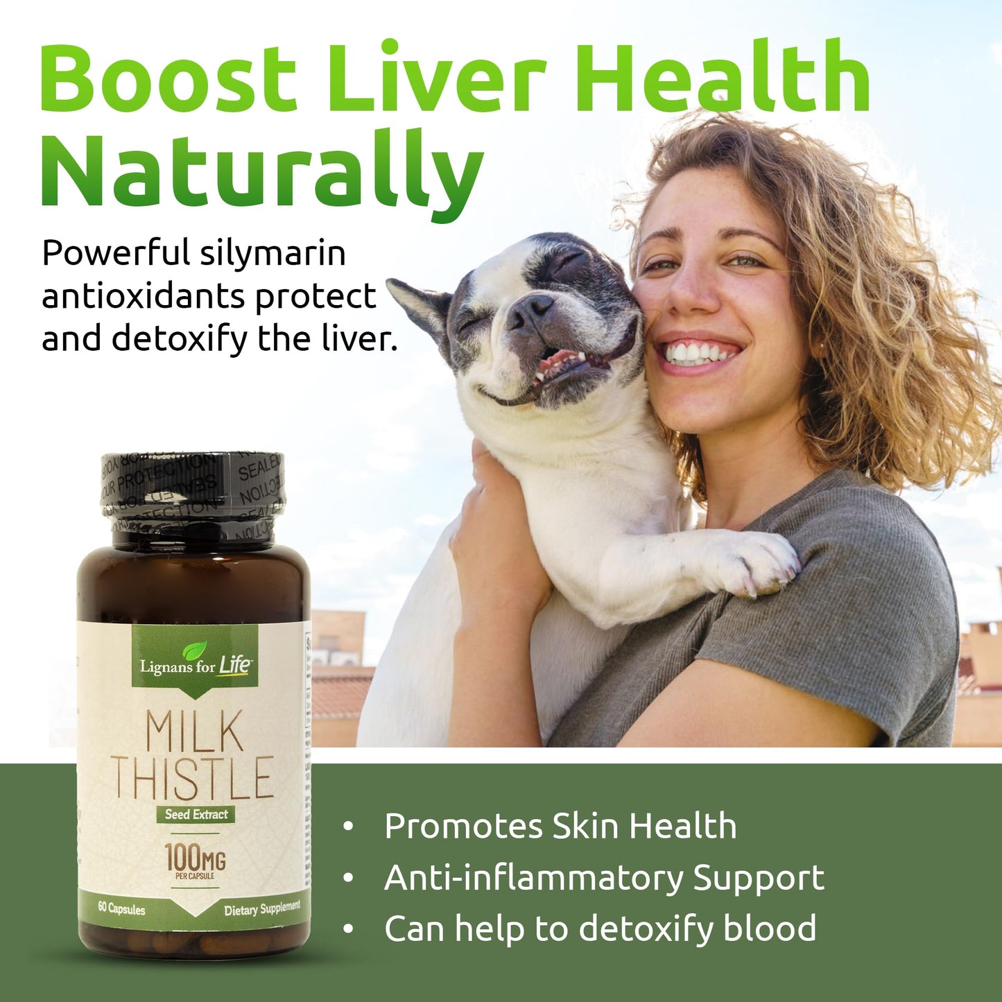 Lignans For Life Milk Thistle Seed Extract Herbal Supplement for Dogs Capsules, 60 Count