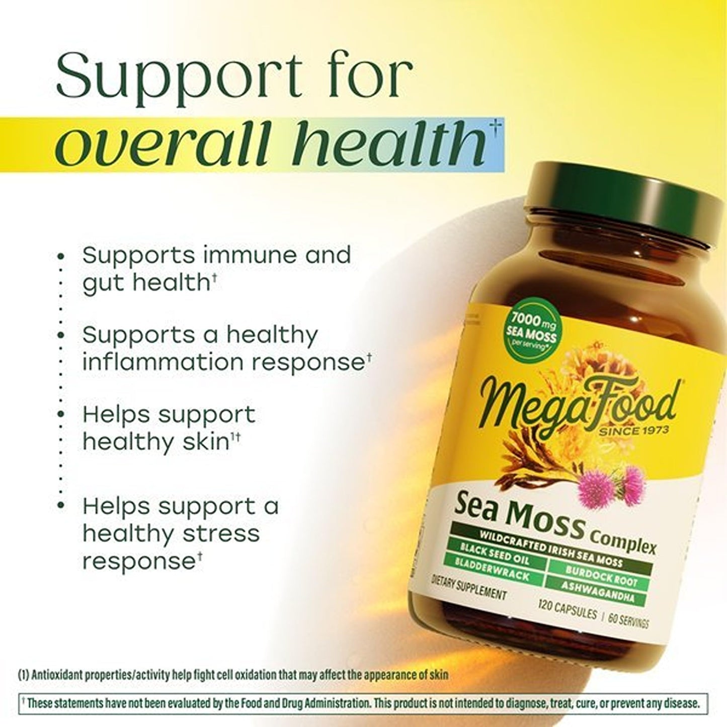 MegaFood Sea Moss Complex, Irish Sea Moss with Black Seed, 120 Capsules