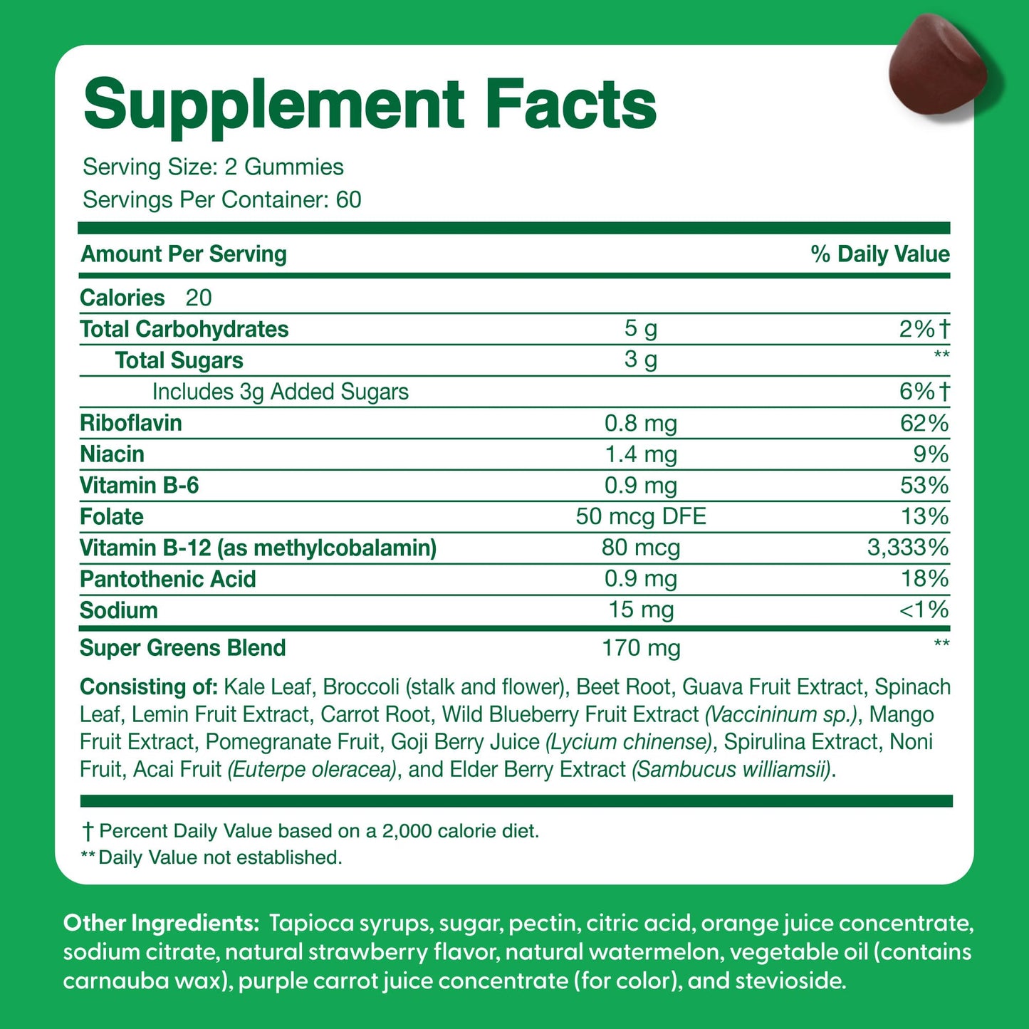 The Feel Great Vitamin Company Feel Great Super Green Gummies Teen Vitamins Gummy 60 Count