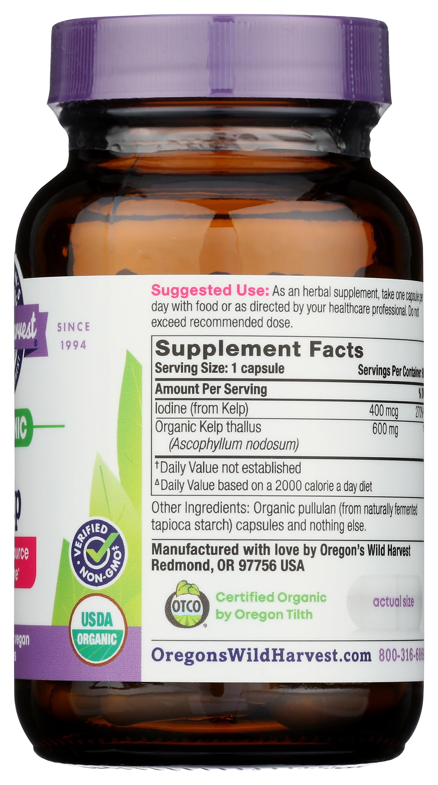 Oregon's Wild Harvest Organic Kelp Capsules, 90 Count