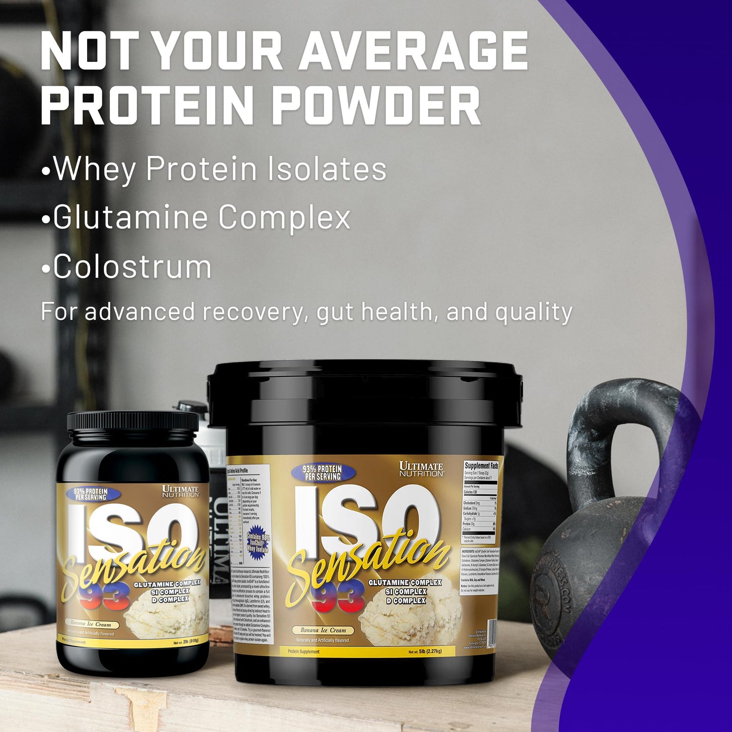 Ultimate Nutrition ISO Sensation 93 Whey Isolate Powder, Banana Ice Cream, 2 lb, 32 Servings