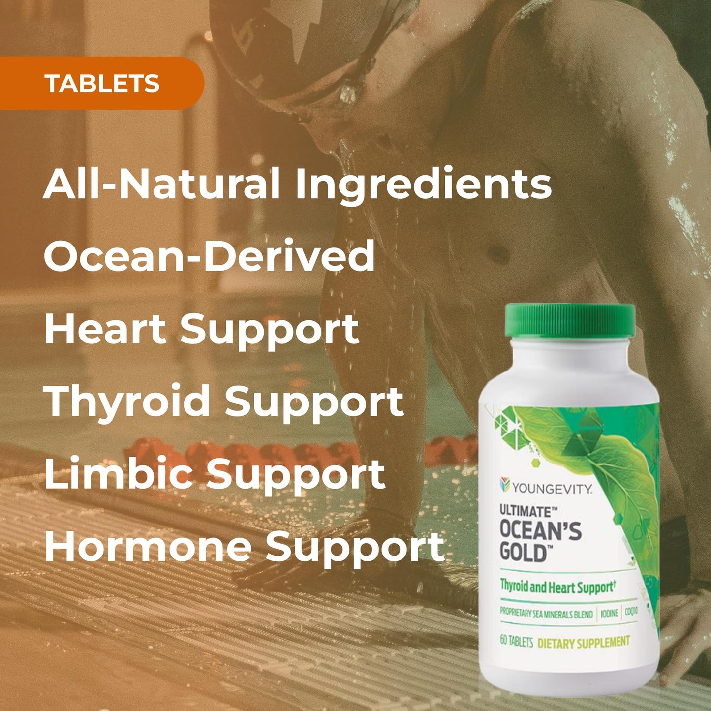 Youngevity Ultimate Ocean's Gold Thyroid & Heart Support Capsules, 60 Capsules