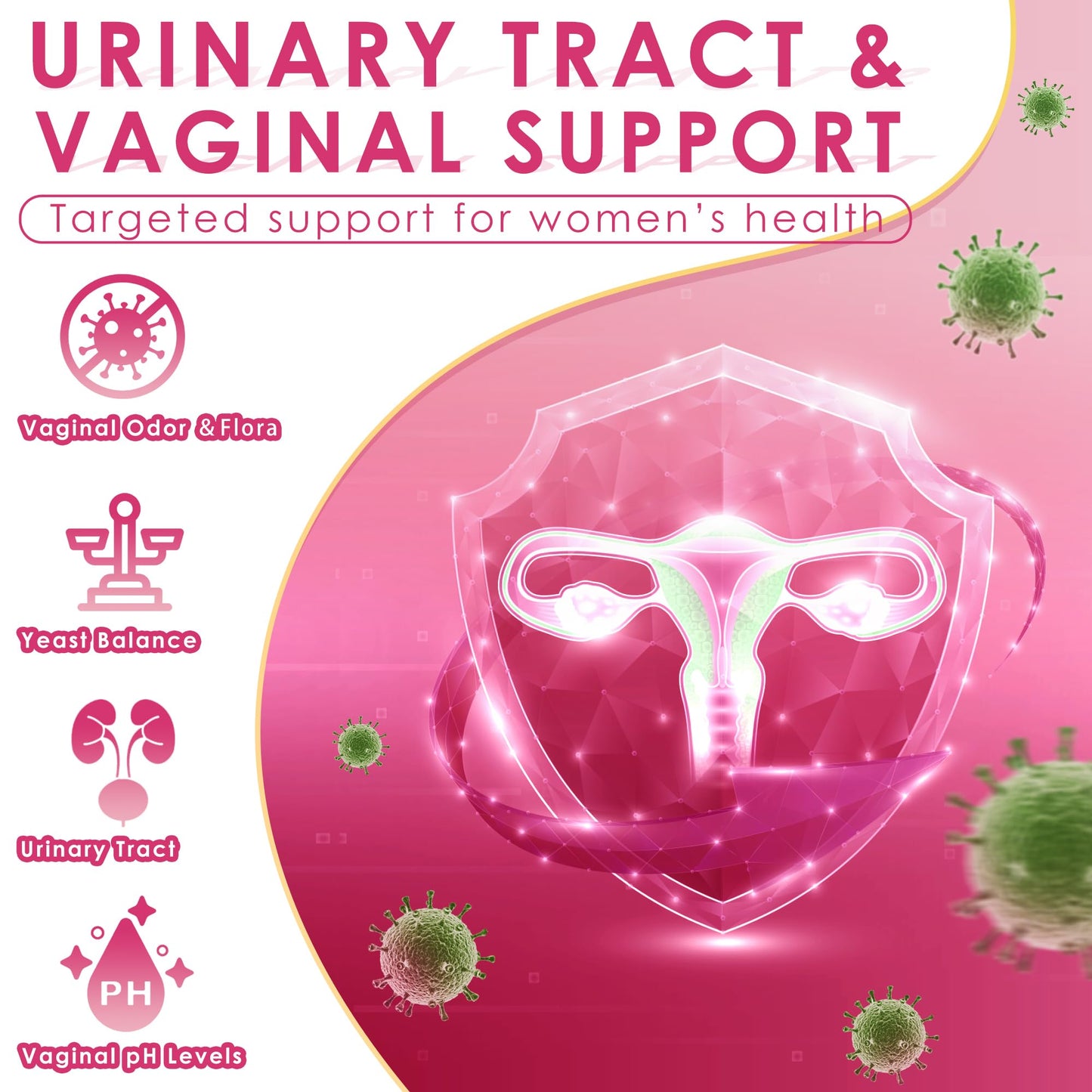 UBEEKOO Vaginal Probiotics for Women 70 Billion CFU with Prebiotics, Organic Cranberry & D-Mannose for Vaginal Odor & Flora, pH Balance & Urinary Tract Support, 60 Capsules
