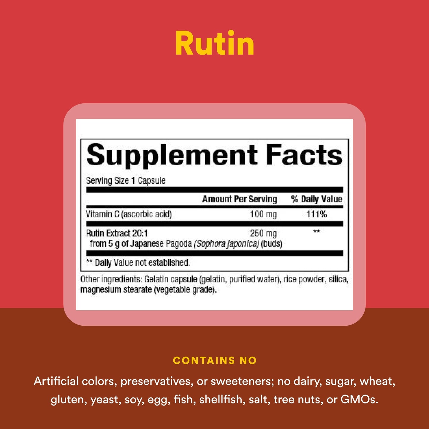 Natural Factors Rutin 250mg, A Citrus Bioflavinoid Capsules, 90 Capsules
