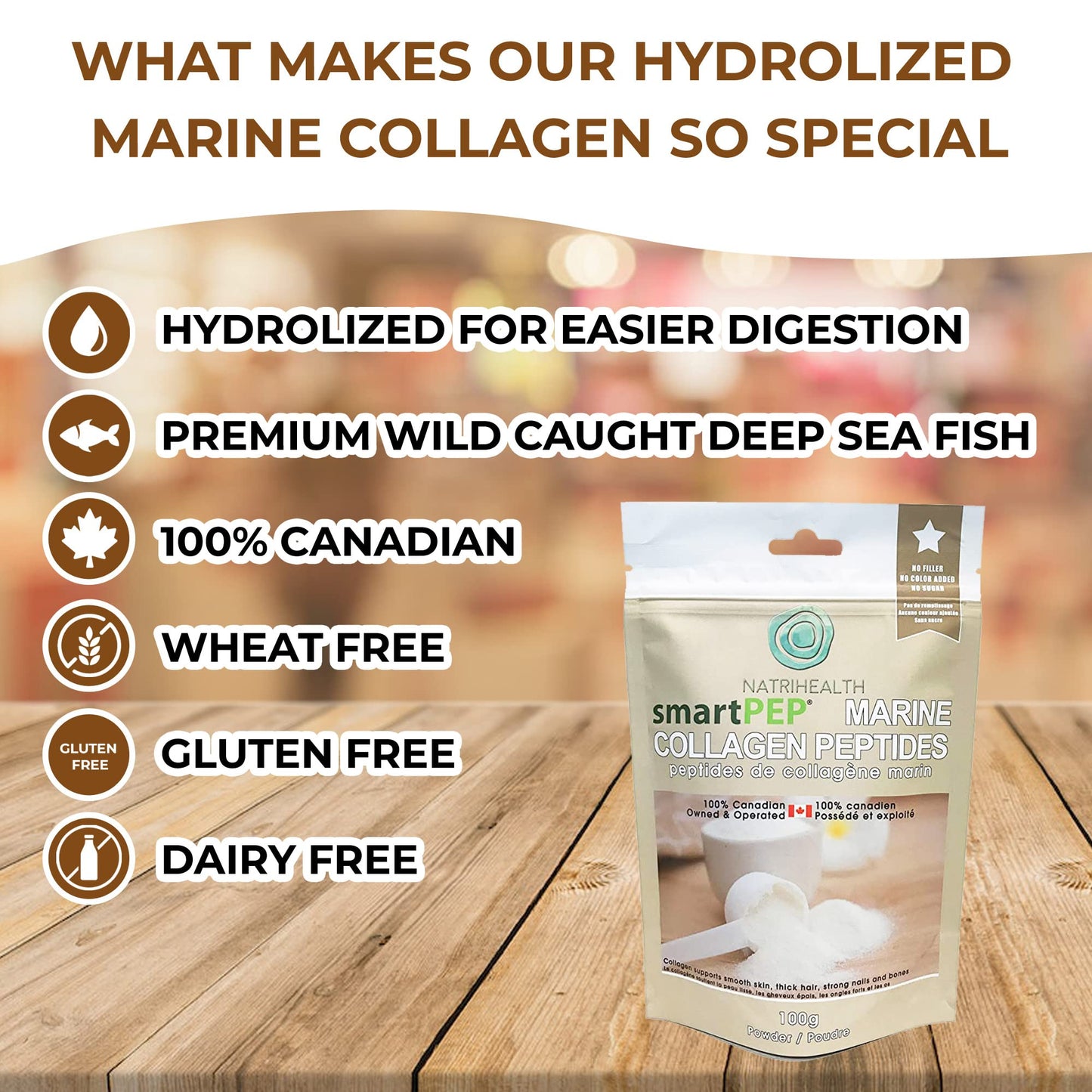 Natrihealth SmartPEP Hydrolized Marine Collagen Peptides Powder 3.52 Ounce