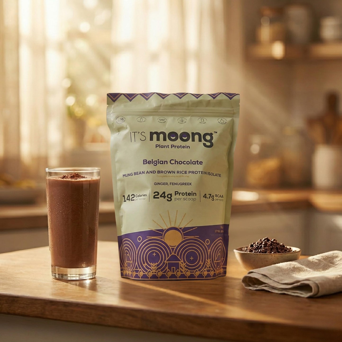 IT'S moong healthy protein Plant Protein Powder, Belgian Chocolate, 17.64 oz