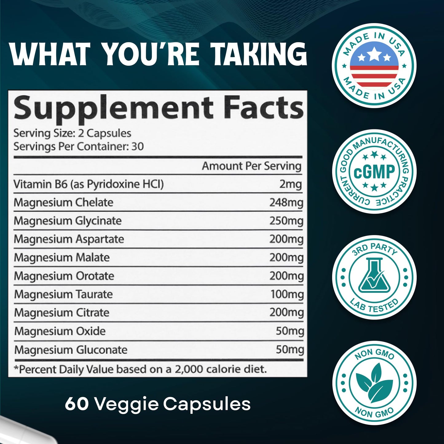 BODY C.E.O. EXECUTIVE OF SUPPLEMENTS Magnesium 9 Full-Spectrum Capsules, 60 Count
