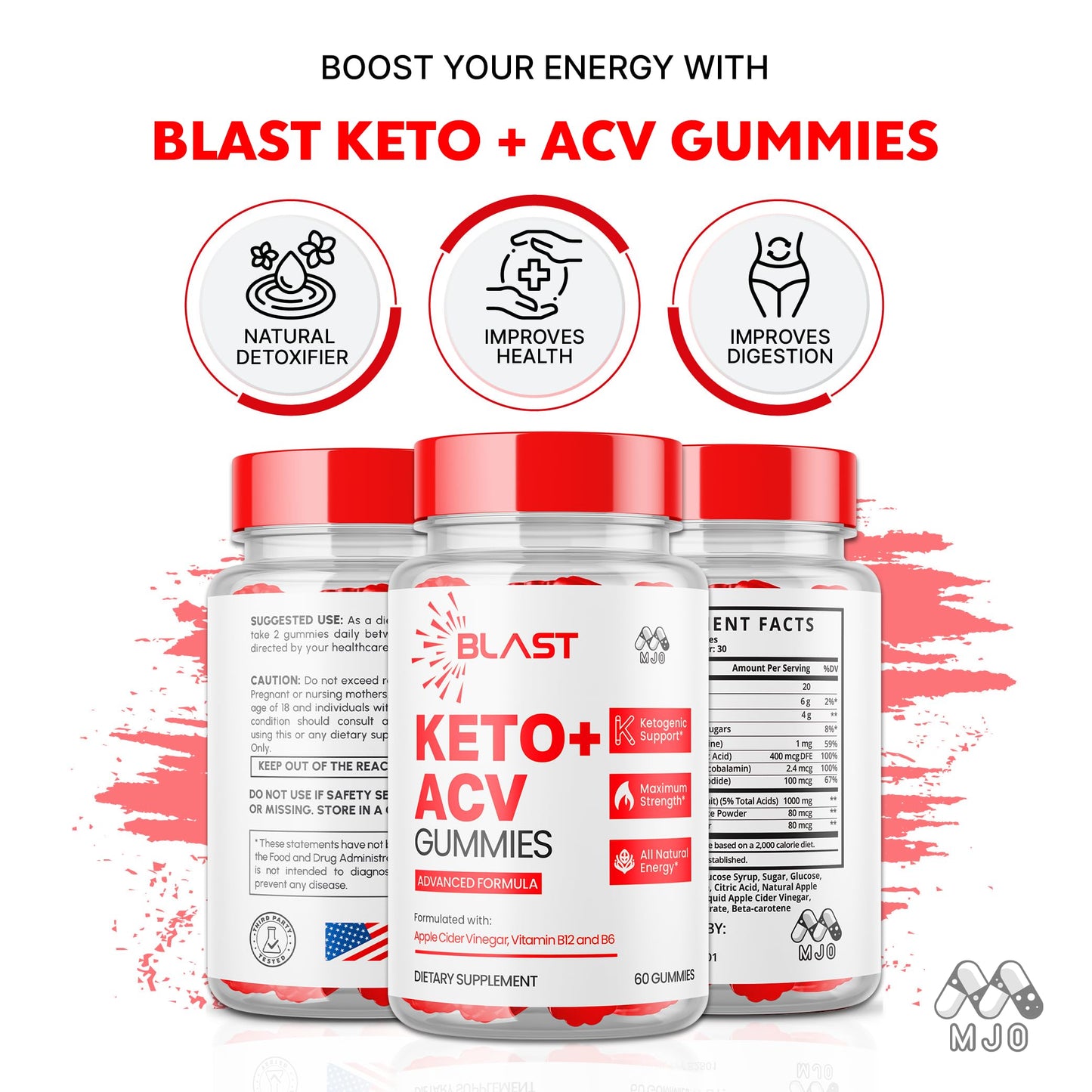 MJO Blast Keto ACV Gummies Gummy 180 Count