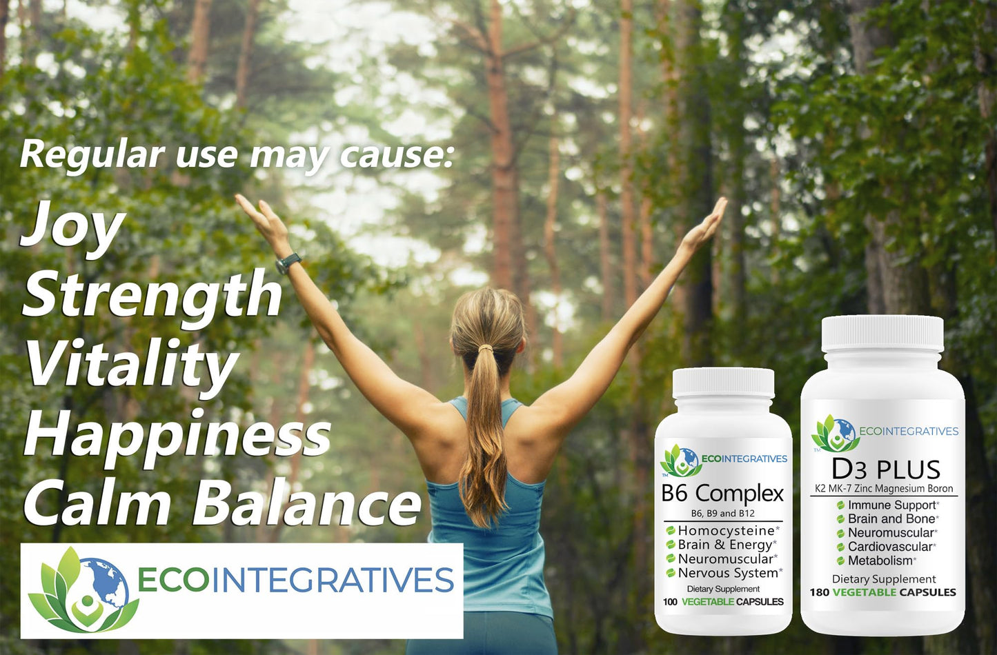 EcoIntegratives Vitamin D3 Plus Boron Vitamin K2 Magnesium Zinc Capsule, 180 Count