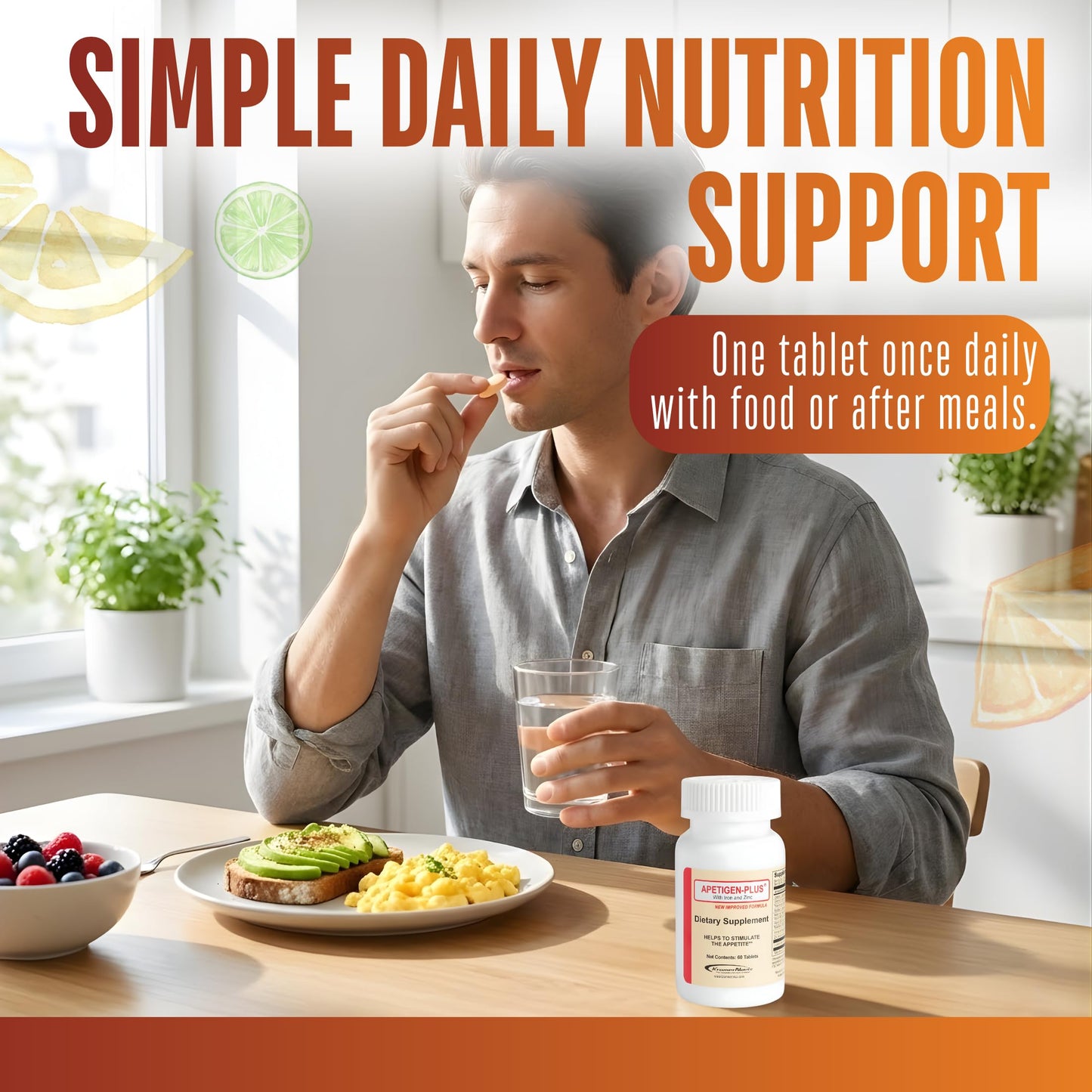 Apetigen Appetite Stimulant for Weight Gain – Multivitamin with Iron, Zinc, L-Lysine & B-Complex – Appetite Booster Tablets for Adults & Kids 12+ – Sugar Free, No Fish Oil, 60 Tablets