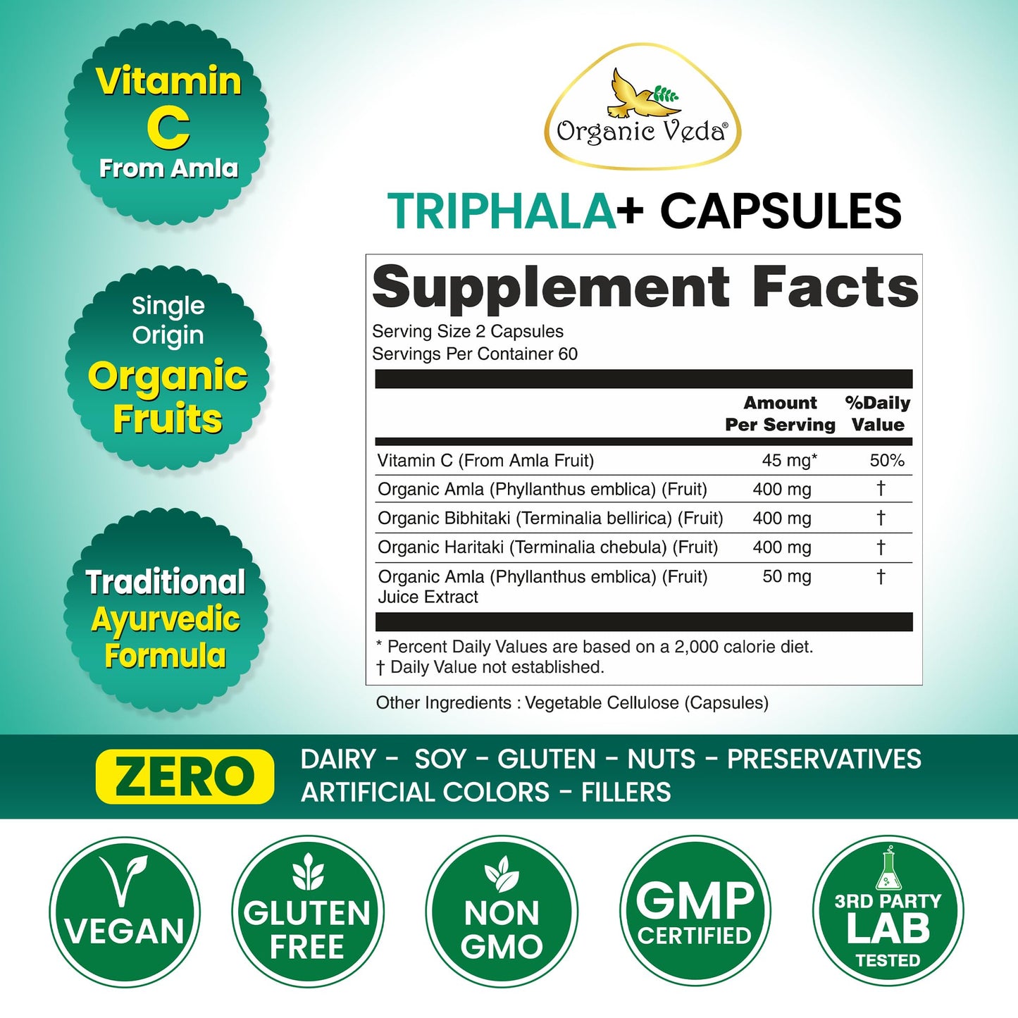 Organic Veda Triphala Capsule 120 Count