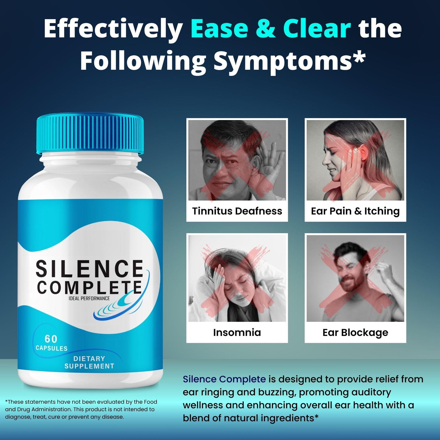 IDEAL PERFORMANCE Silence Complete Ear Support Capsules, 120 Capsules