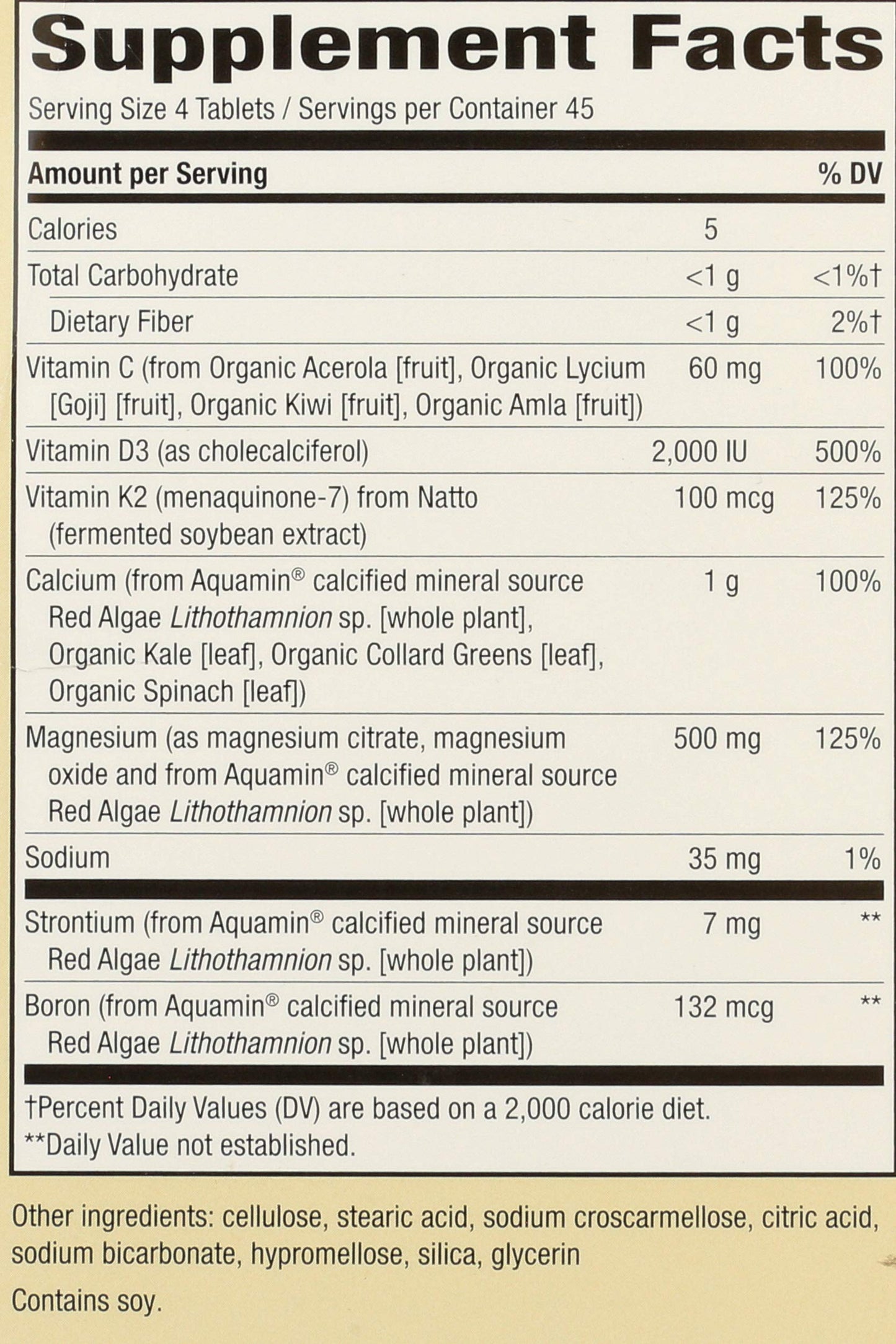 Nature's Way Alive! Calcium Bone Formula, Max Absorption, Plant Source Calcium, 180 Tablets